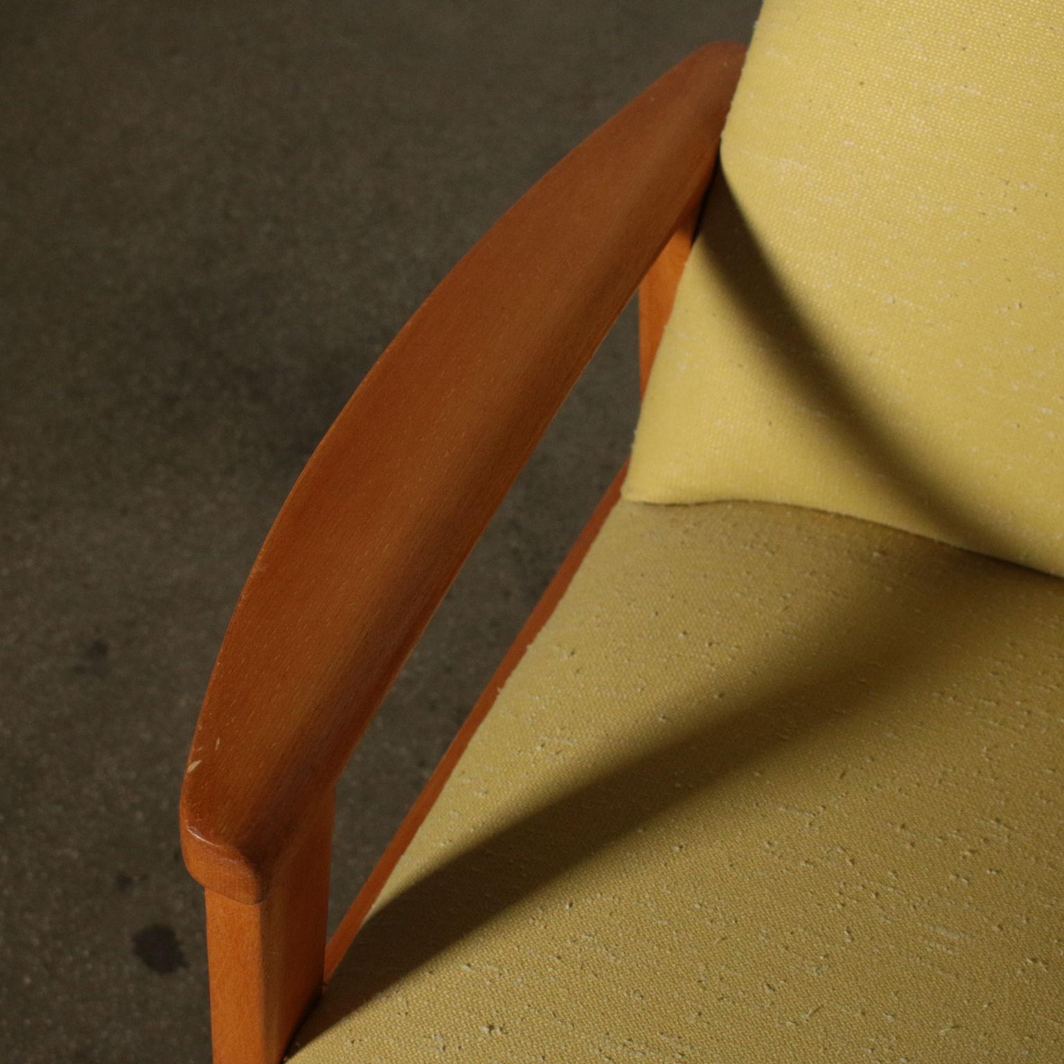 Other Pair of Armchairs Beech Fabric Upholstery Vintage, Italy, 1950s-1960s