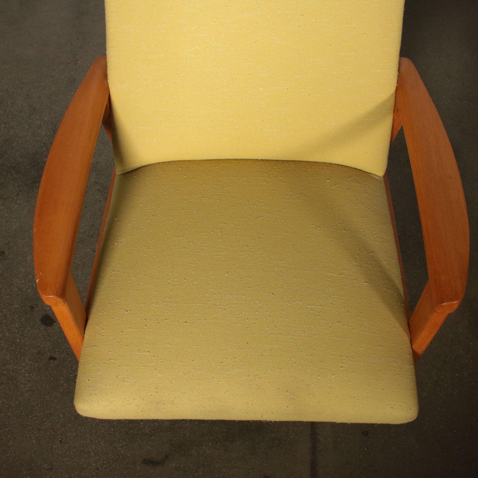 Pair of Armchairs Beech Fabric Upholstery Vintage, Italy, 1950s-1960s 1