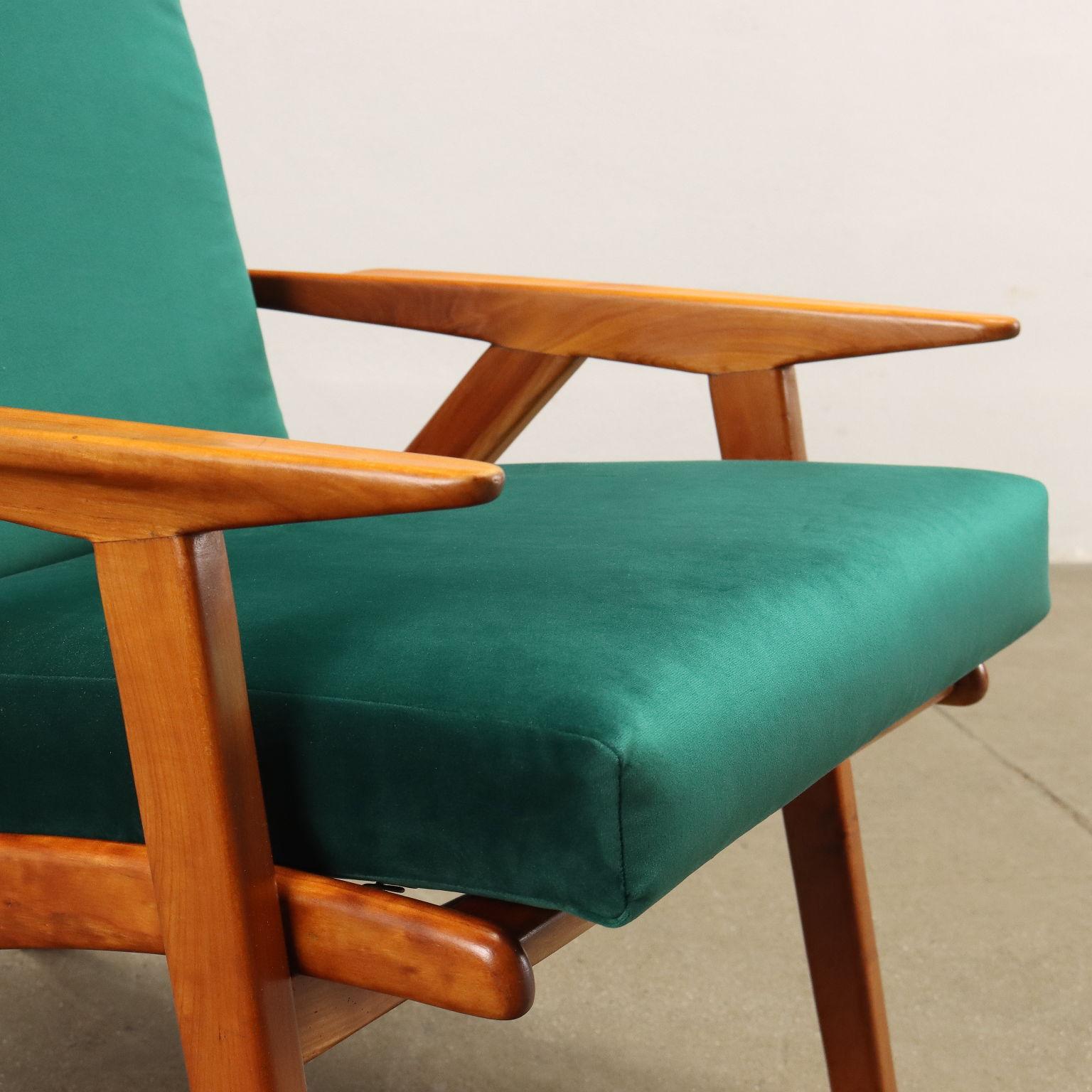 Pair of Armchairs Beech Wood, Italy, 1950s In Excellent Condition In Milano, IT