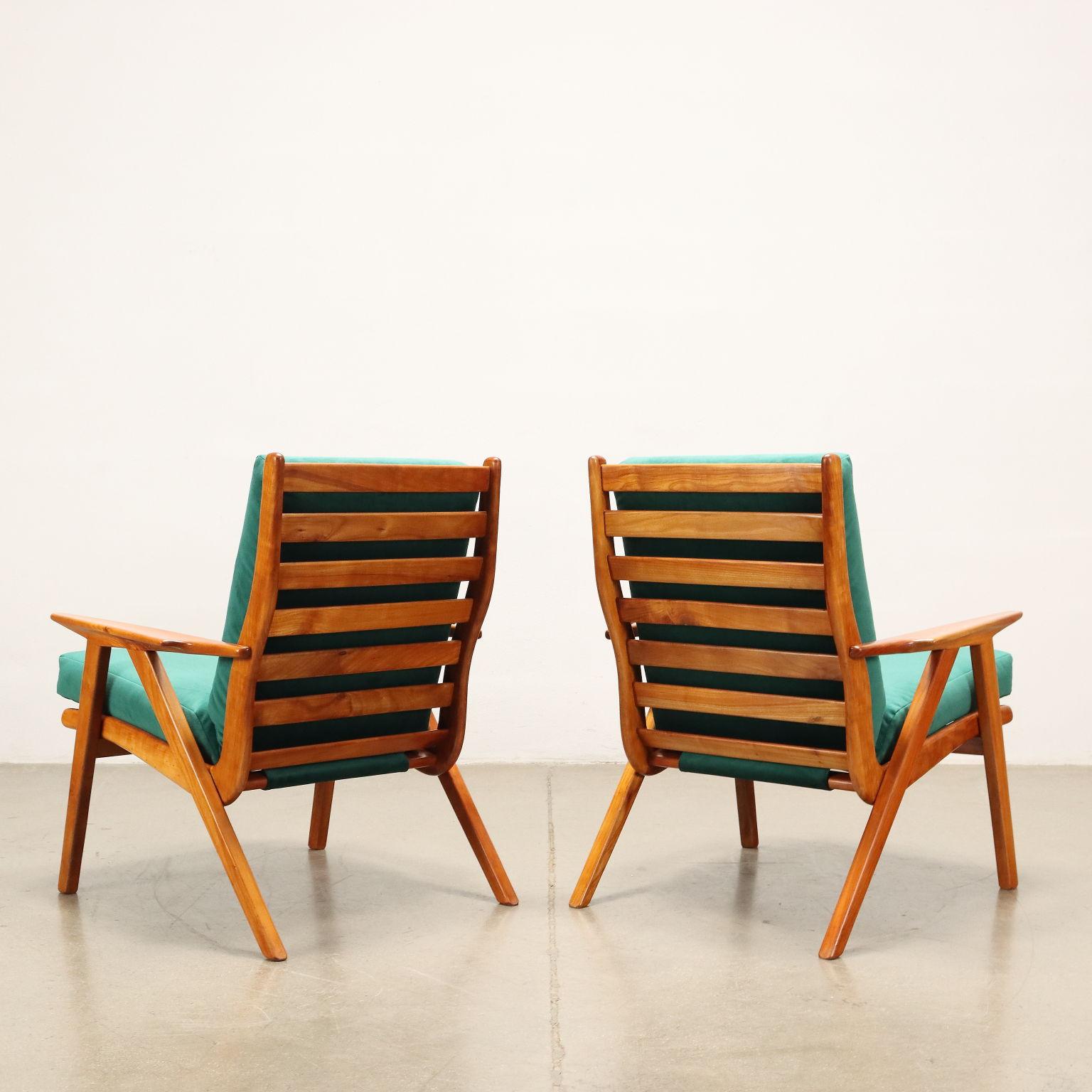 Pair of Armchairs Beech Wood, Italy, 1950s 2