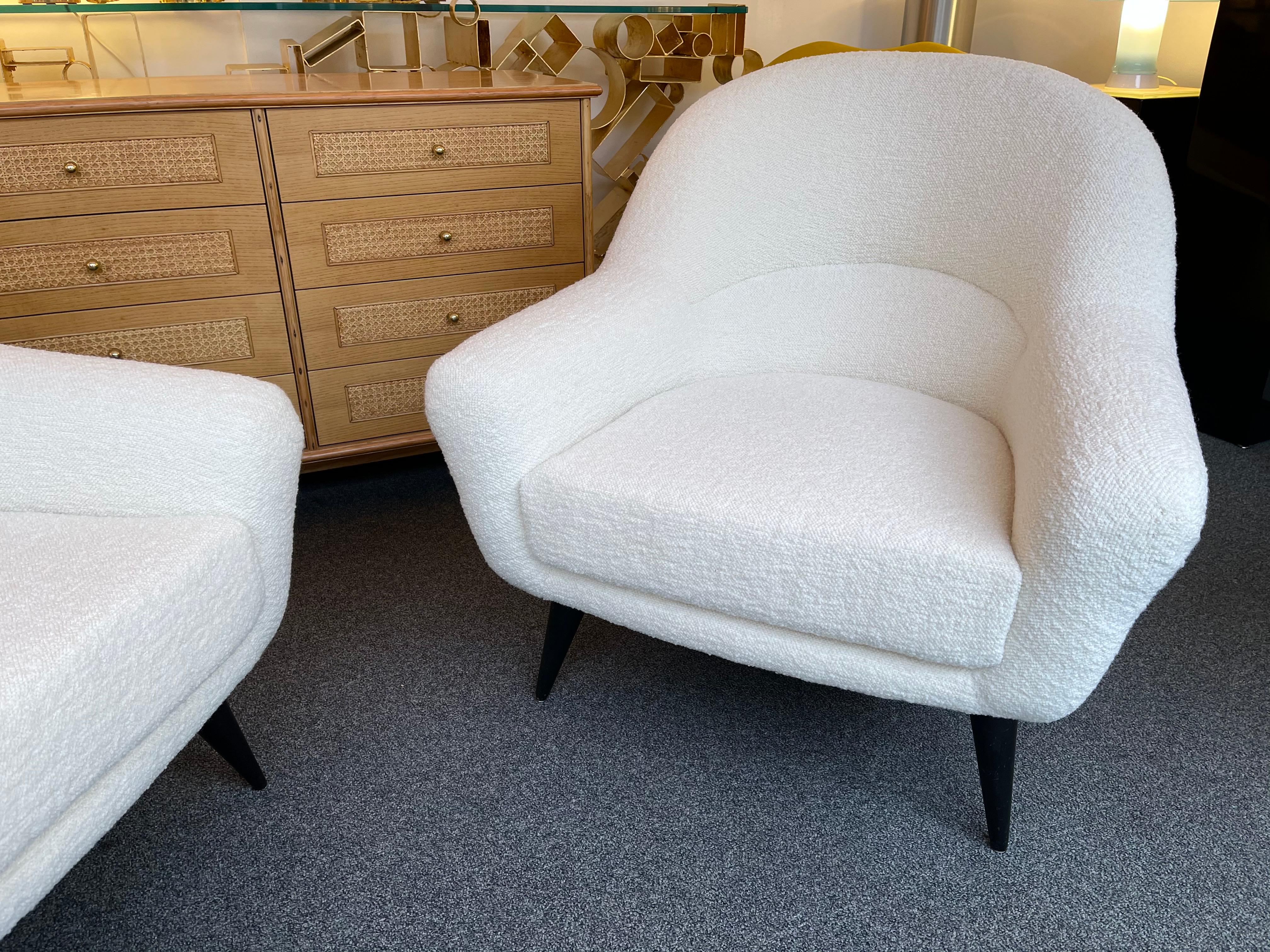 Pair of Armchairs Bouclé Fabric by Charles Ramos, France, 1950s 1