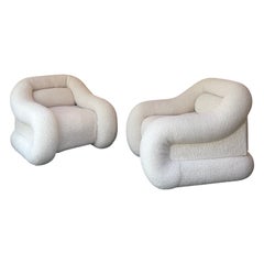 Pair of Armchairs Bouclé Fabric, Italy, 1970s
