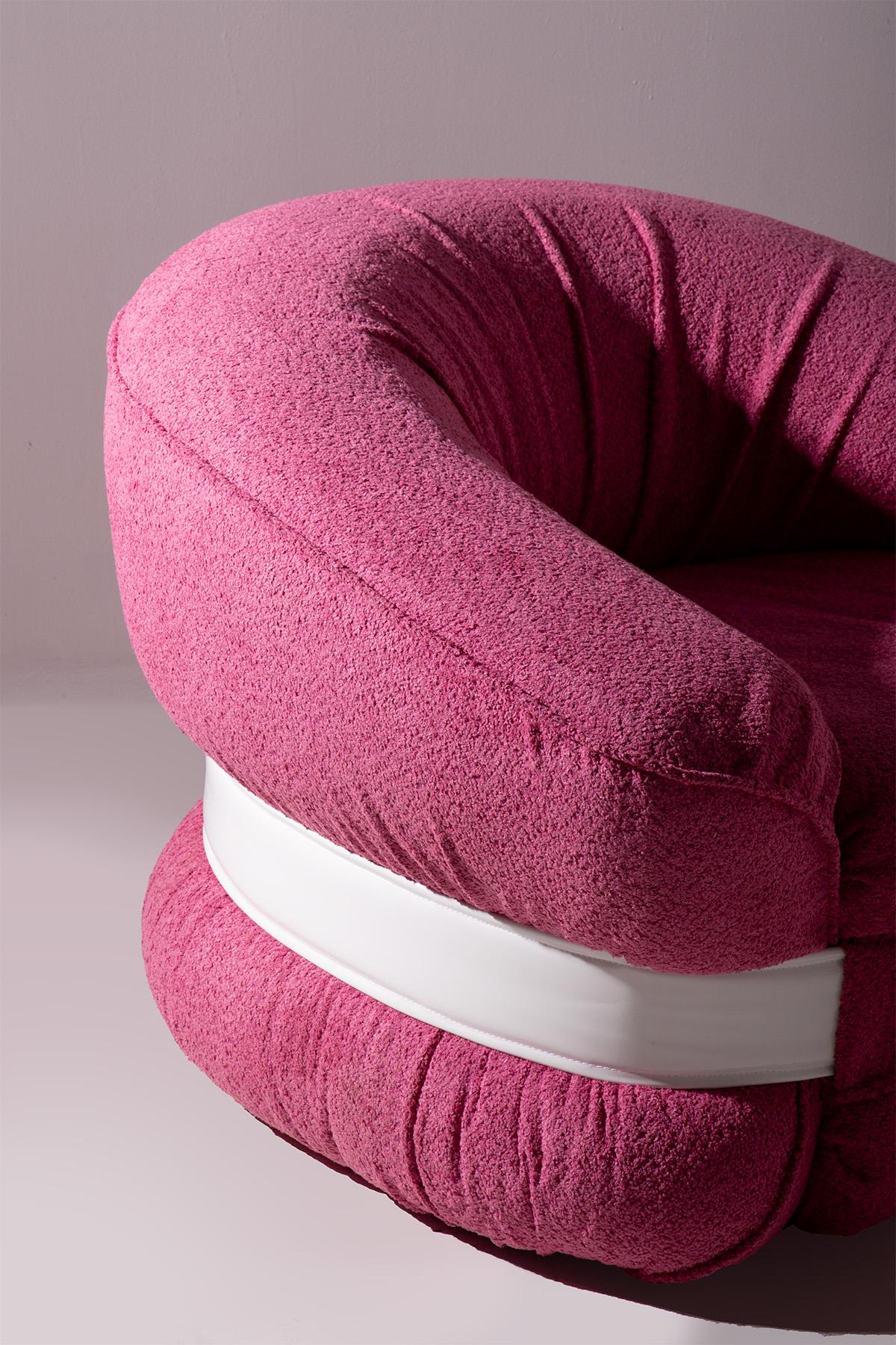 Mid-Century Modern Paire de fauteuils Premiere d'Adriano Piazzesi en bouclé rose en vente