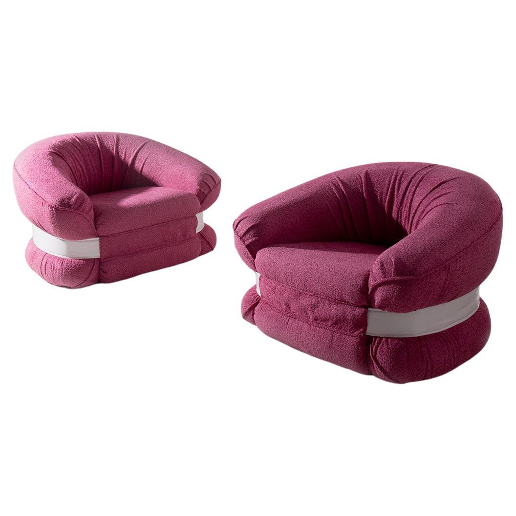 Pair of armchairs Premiere by Adriano Piazzesi in pink bouclé