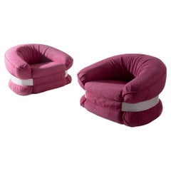 Pair of armchairs Premiere by Adriano Piazzesi in pink bouclé