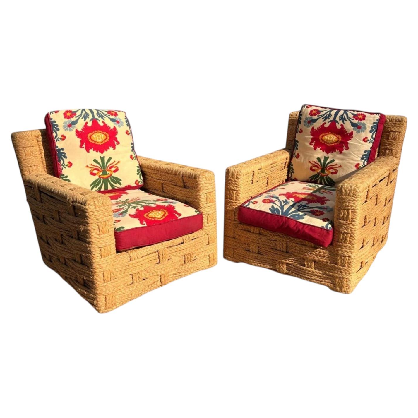 Pair of armchairs by Adrien Audoux et Frida Minnet For Sale
