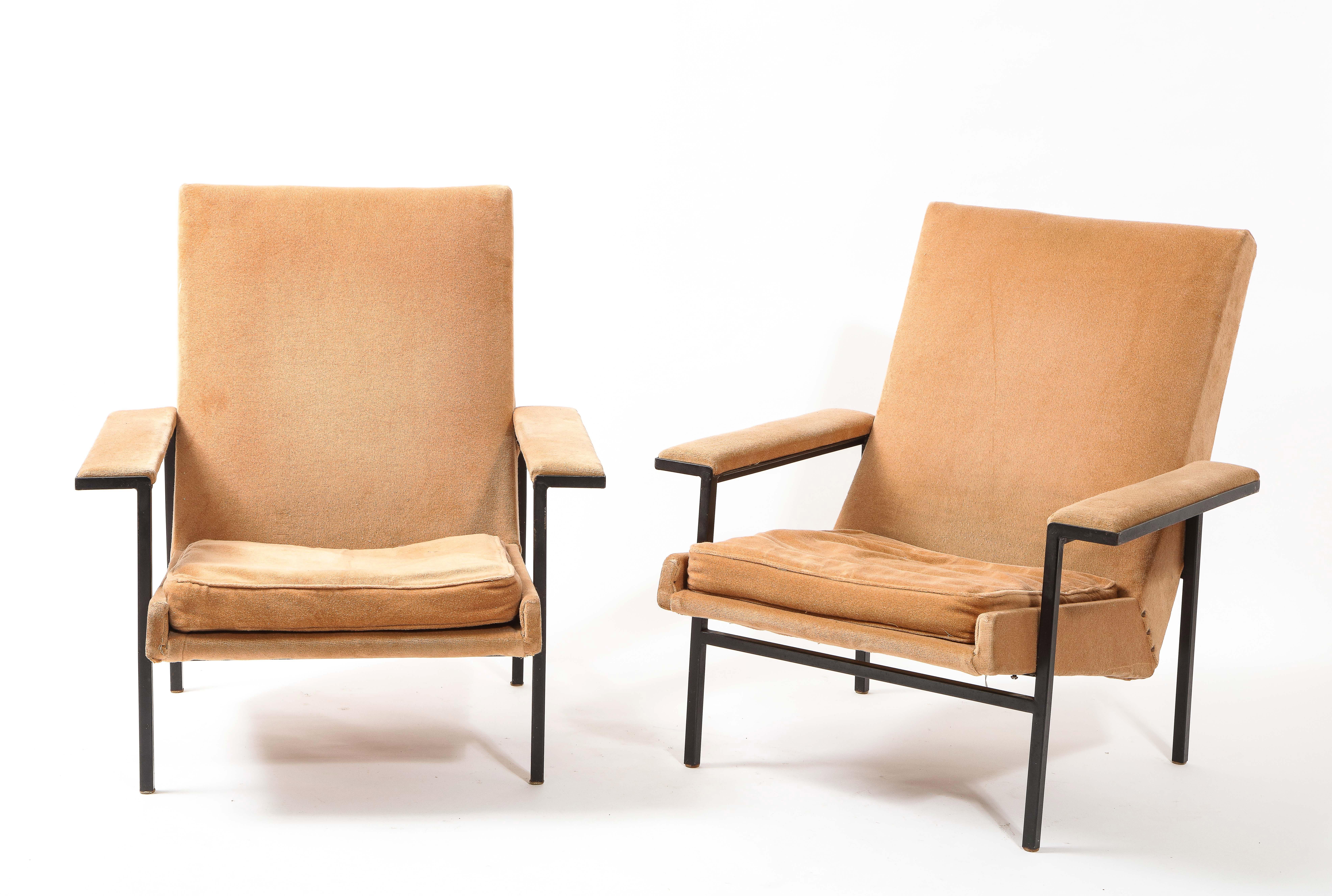 Mid-Century Modern A.R.P Guariche, Motte, Mortier Pair of Armchairs, France 1955 For Sale