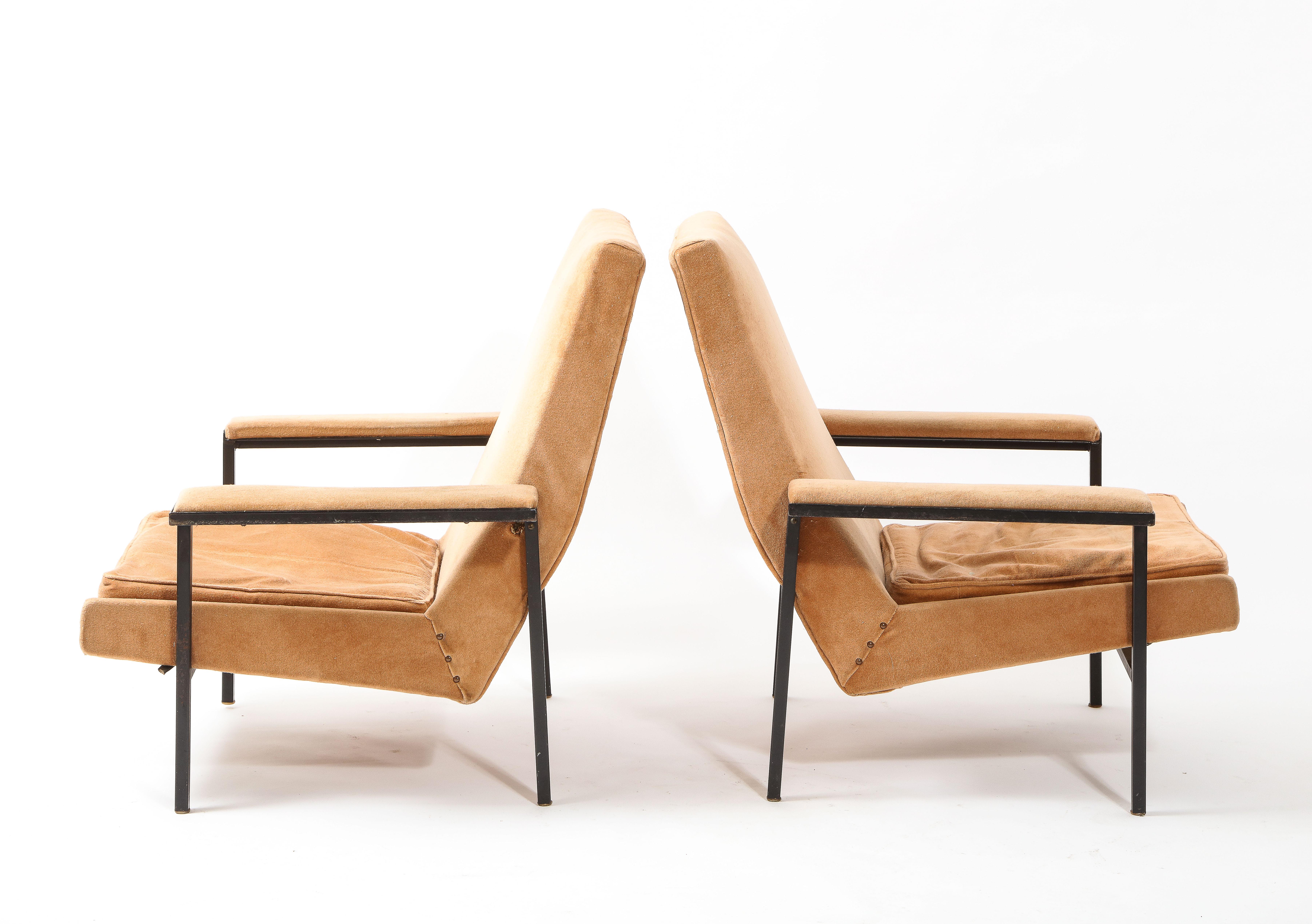 20th Century A.R.P Guariche, Motte, Mortier Pair of Armchairs, France 1955 For Sale