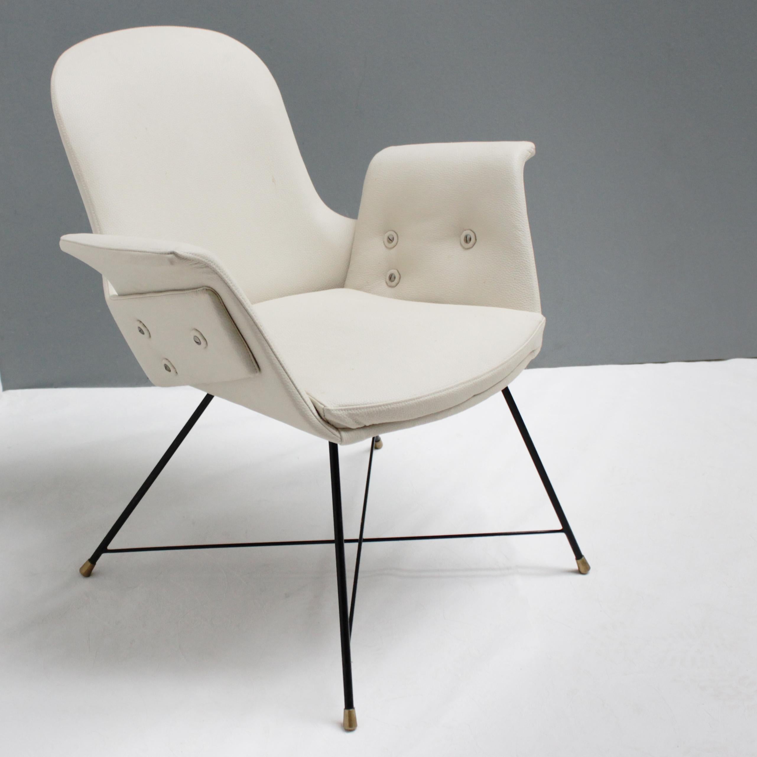 Brass Pair of Armchairs by Augusto Bozzi for Saporiti For Sale