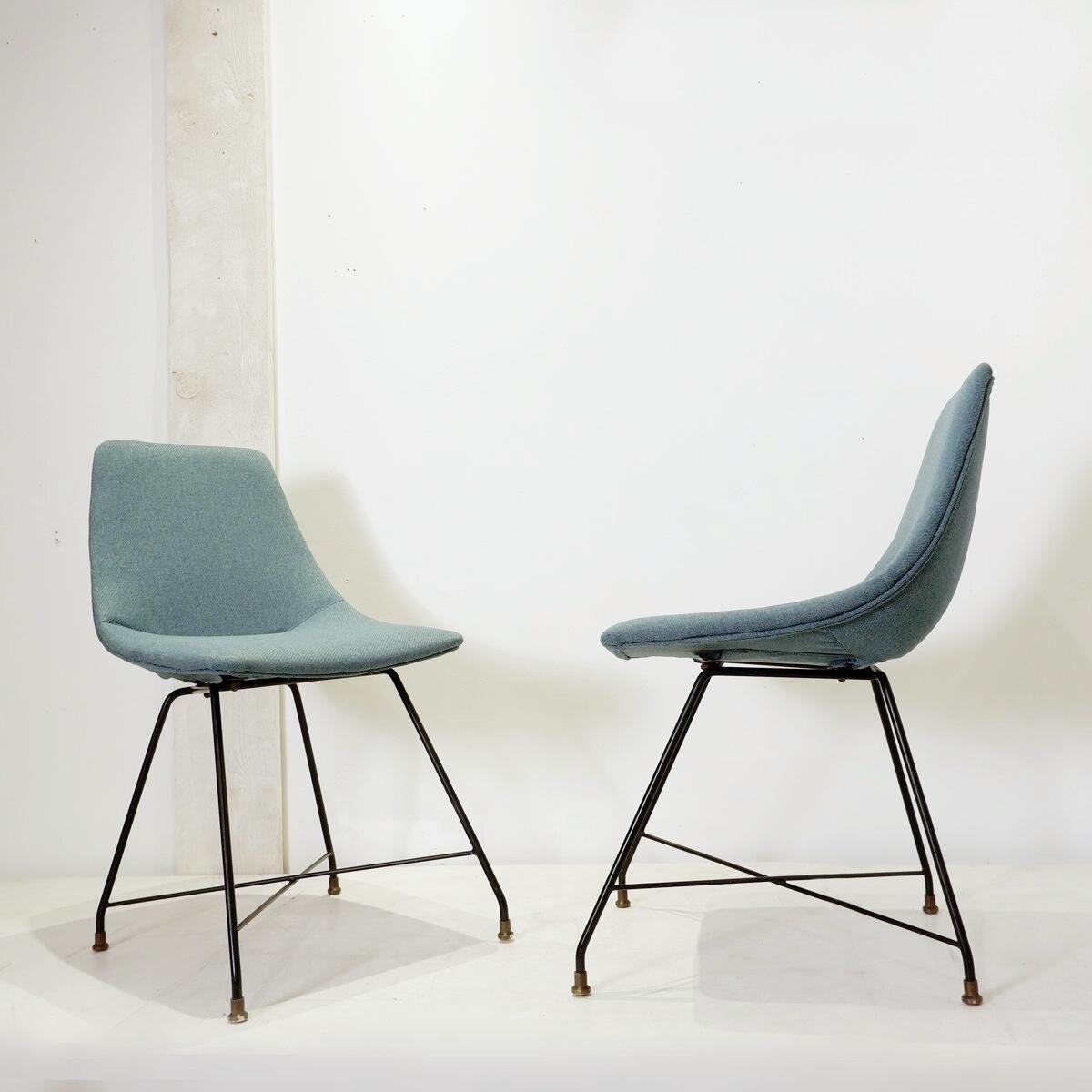 Metal Pair of armchairs by Augusto Bozzi for Saporiti Italia - 1960s For Sale