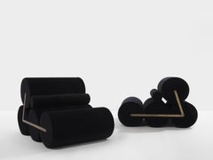 Paire de fauteuils par Auro Trivellato pour I.L.A. velours noir 1972