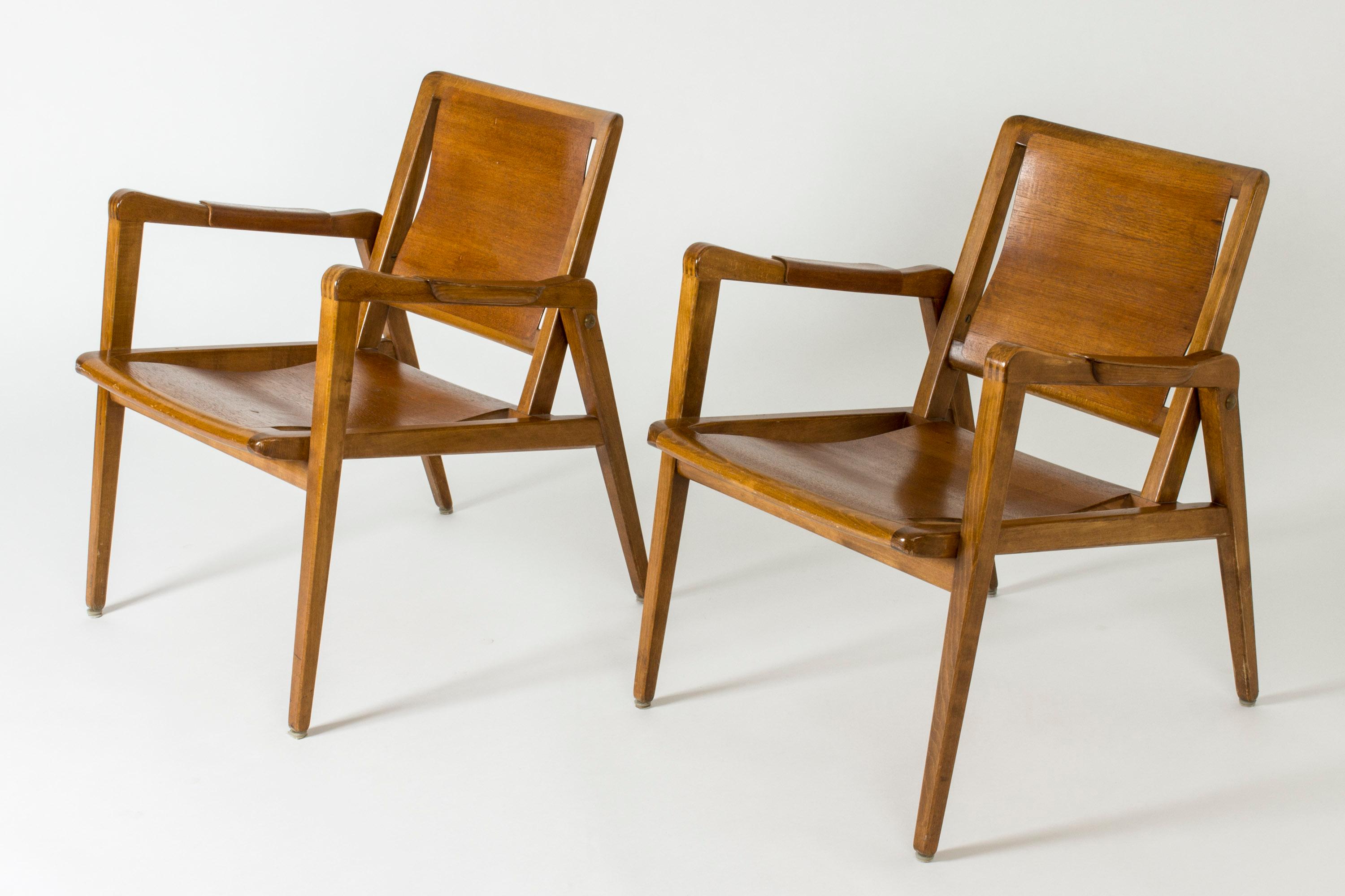 Scandinavian Modern Pair of Armchairs by Axel Larsson for Bodafors, Sweden, 1940s.
