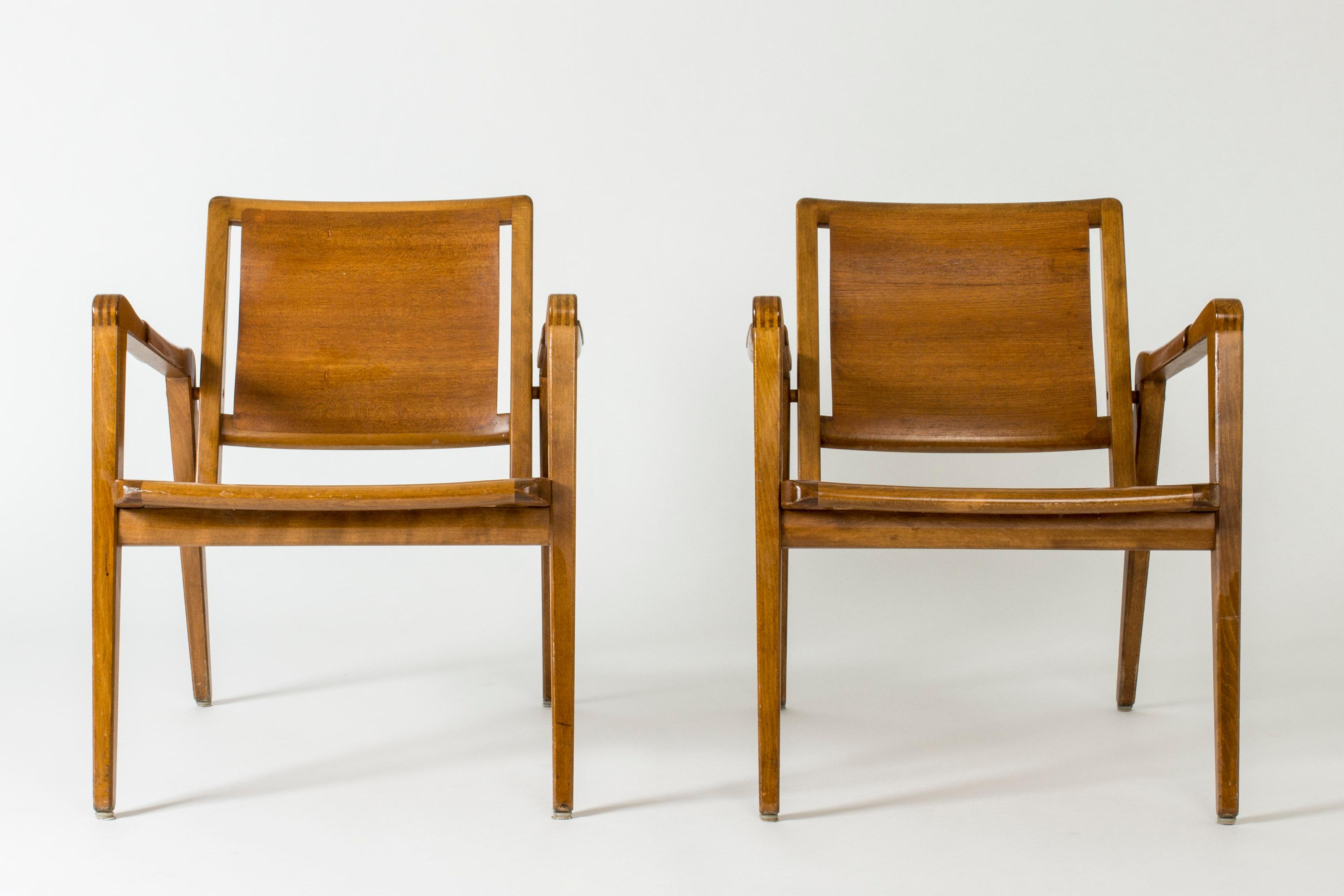 Swedish Pair of Armchairs by Axel Larsson for Bodafors, Sweden, 1940s.
