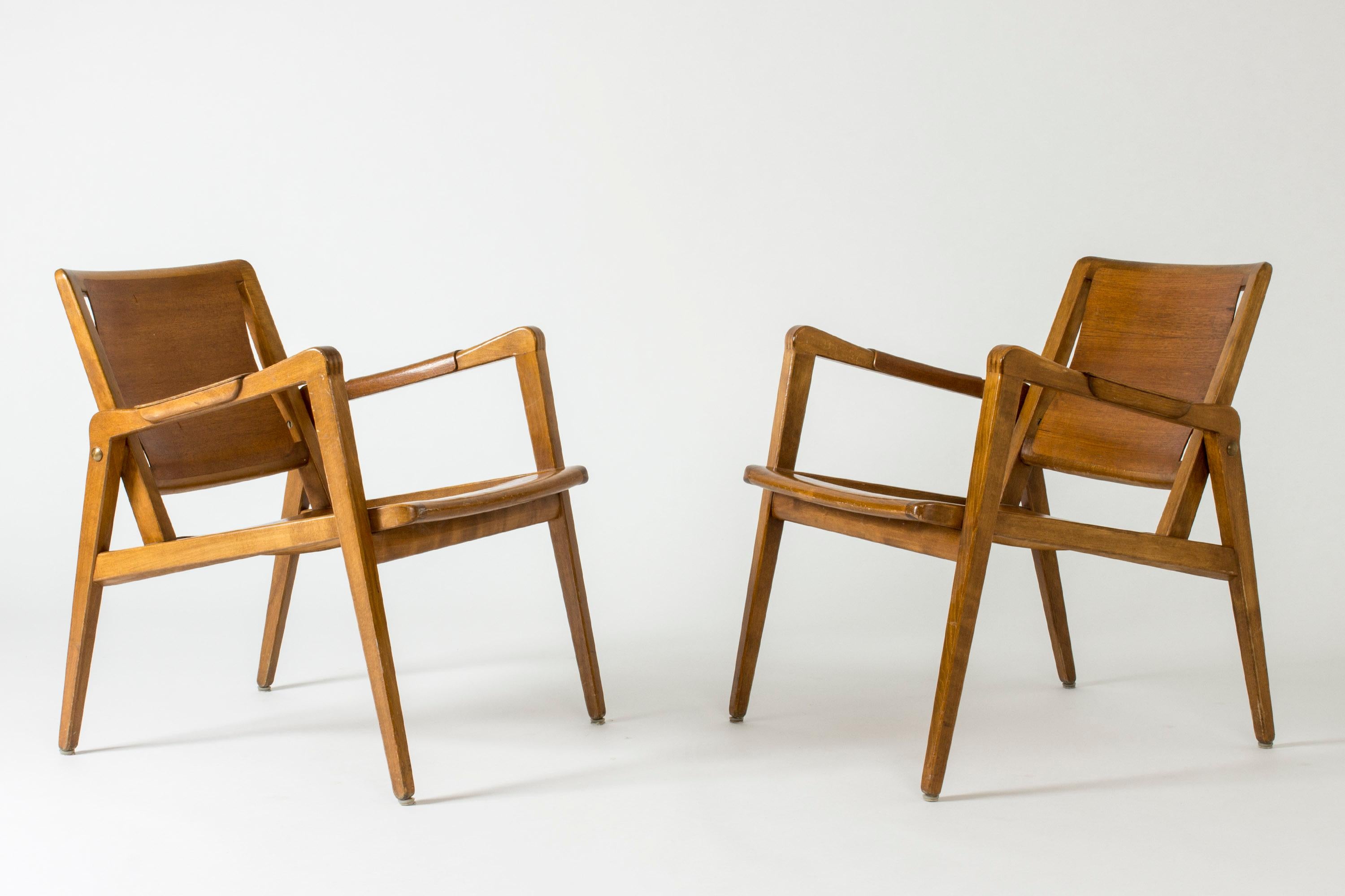 Pair of Armchairs by Axel Larsson for Bodafors, Sweden, 1940s. In Good Condition In Stockholm, SE