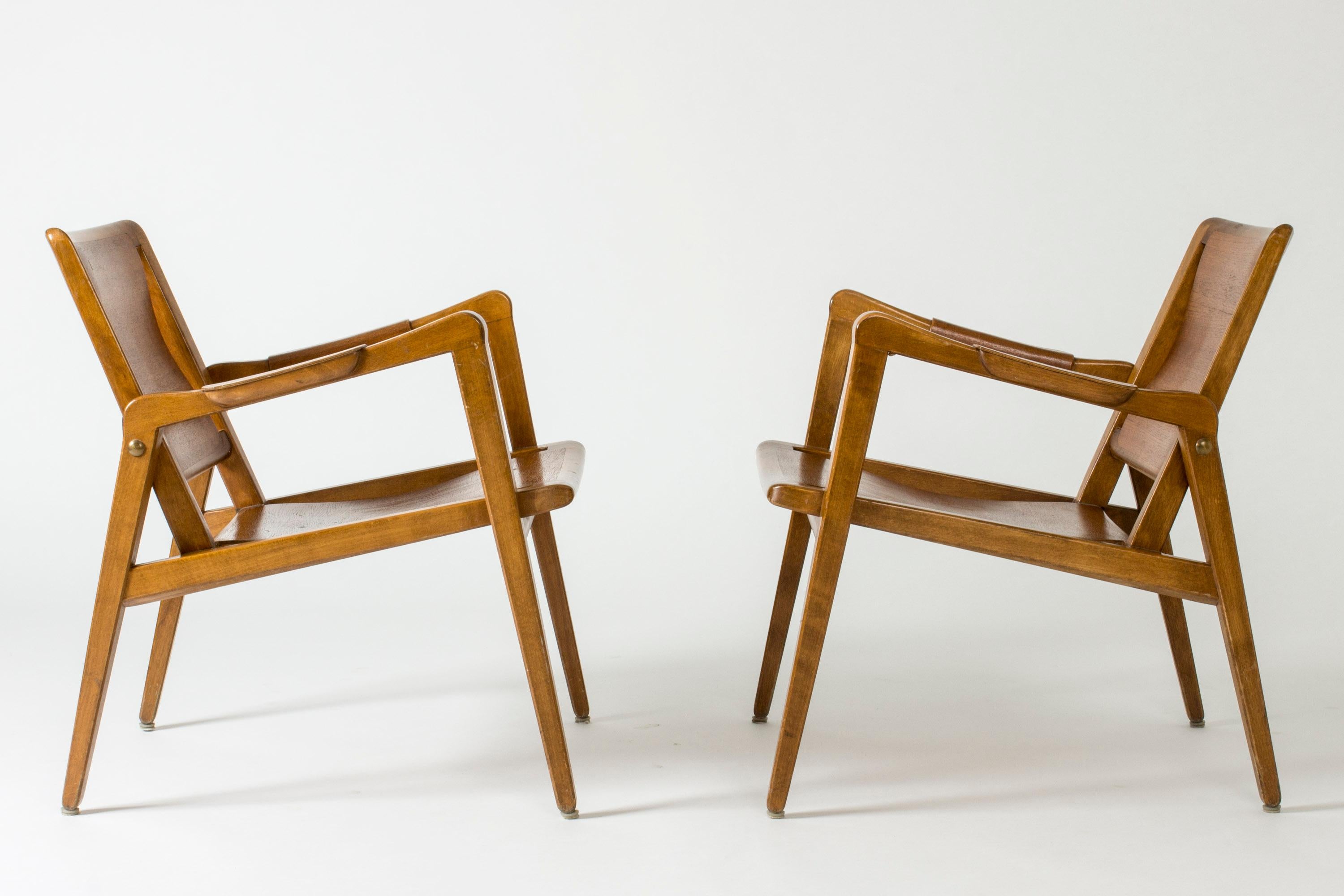 Mid-20th Century Pair of Armchairs by Axel Larsson for Bodafors, Sweden, 1940s.