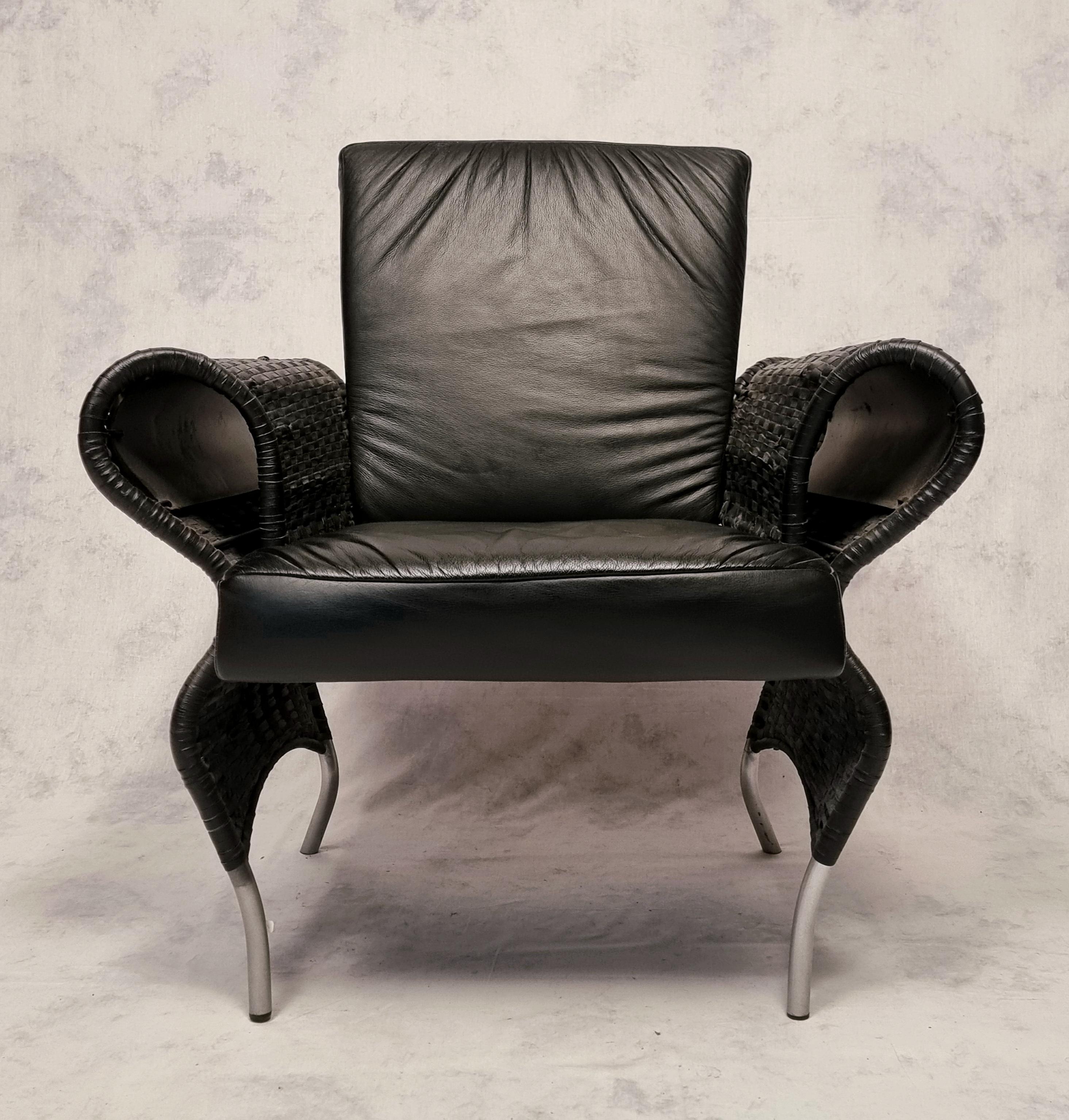 Late 20th Century Pair Of Armchairs By Borek Sipek - Neo Baroque - Leather - Ca 1980 For Sale