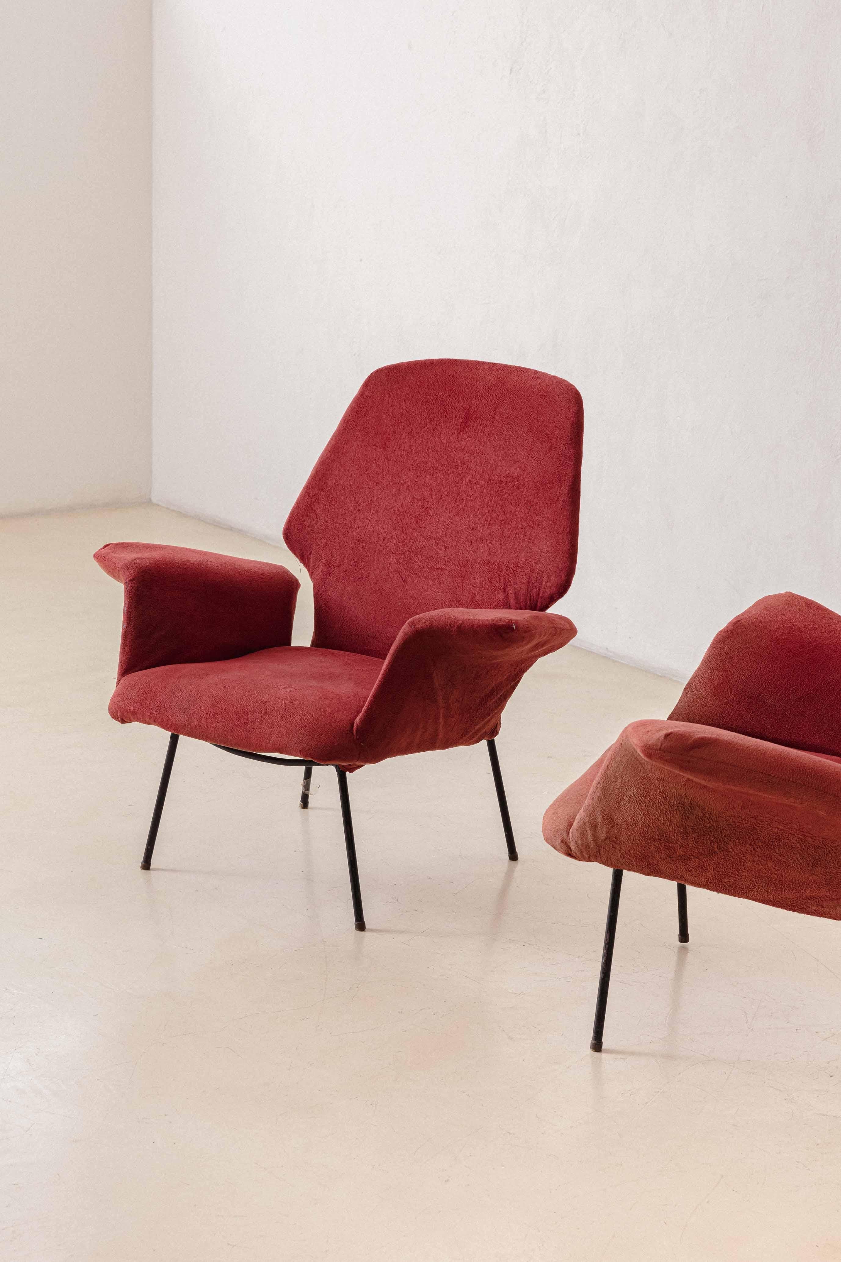Mid-Century Modern Pair of Armchairs by Carlo Hauner and Martin Eisler, Brazilian Midcentury, 1955 For Sale