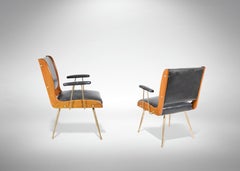Pair of Armchairs by Carlo Ratti, Italian Fabric & Wood, 1960s Design