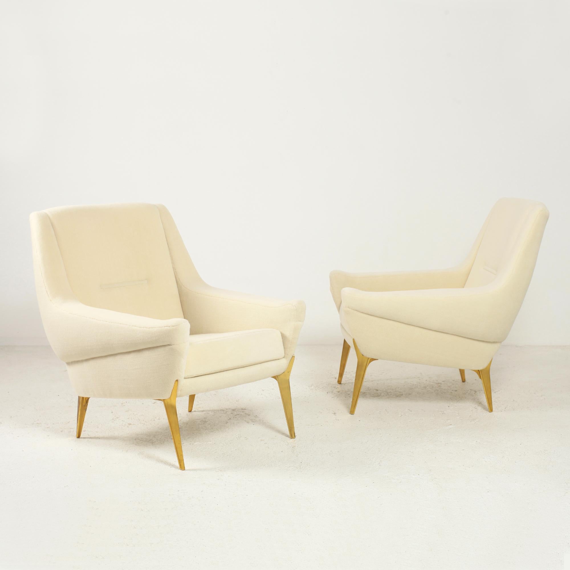 Mid-Century Modern Pair of Armchairs by Charles Ramos for Castellaneta France 1950's For Sale