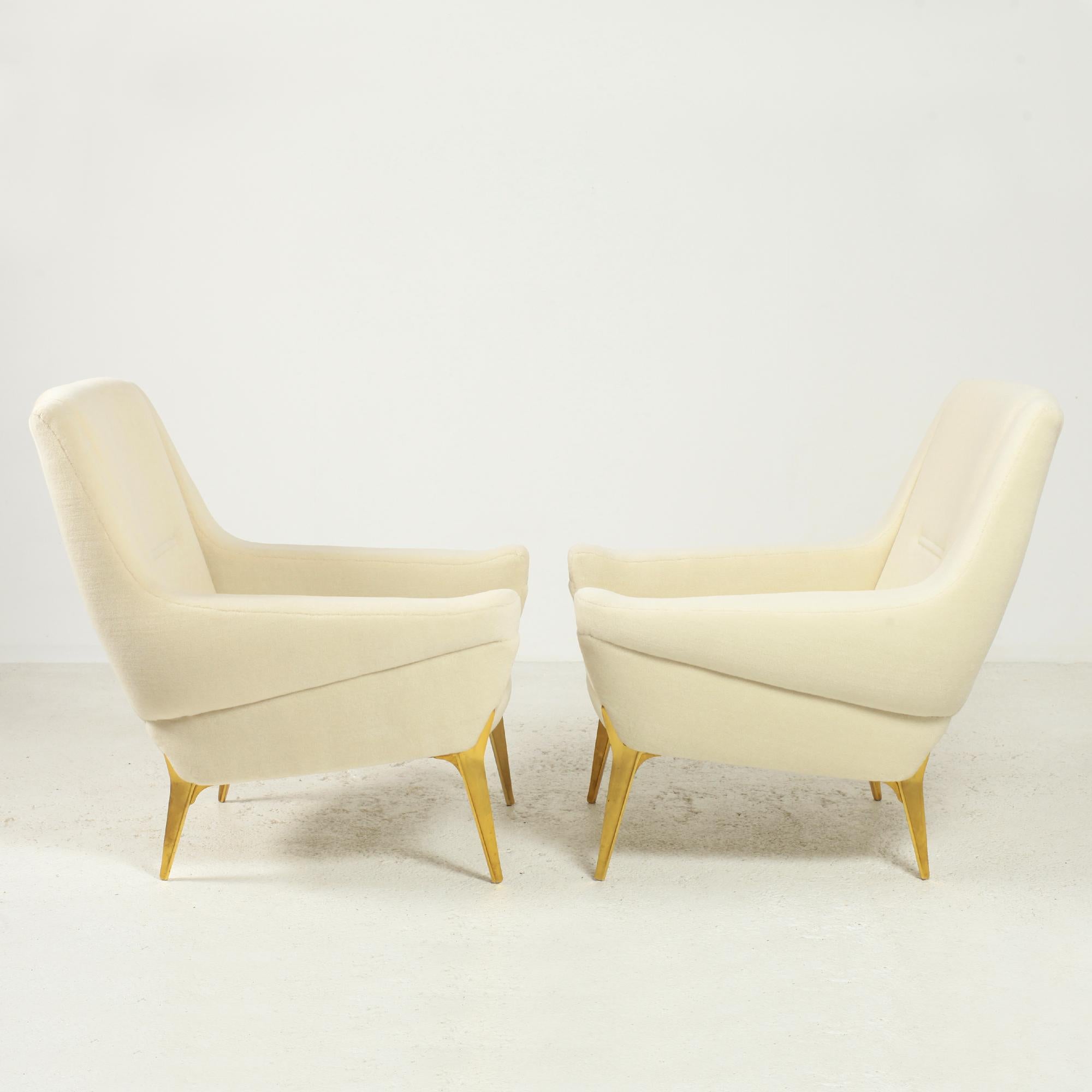 French Pair of Armchairs by Charles Ramos for Castellaneta France 1950's For Sale