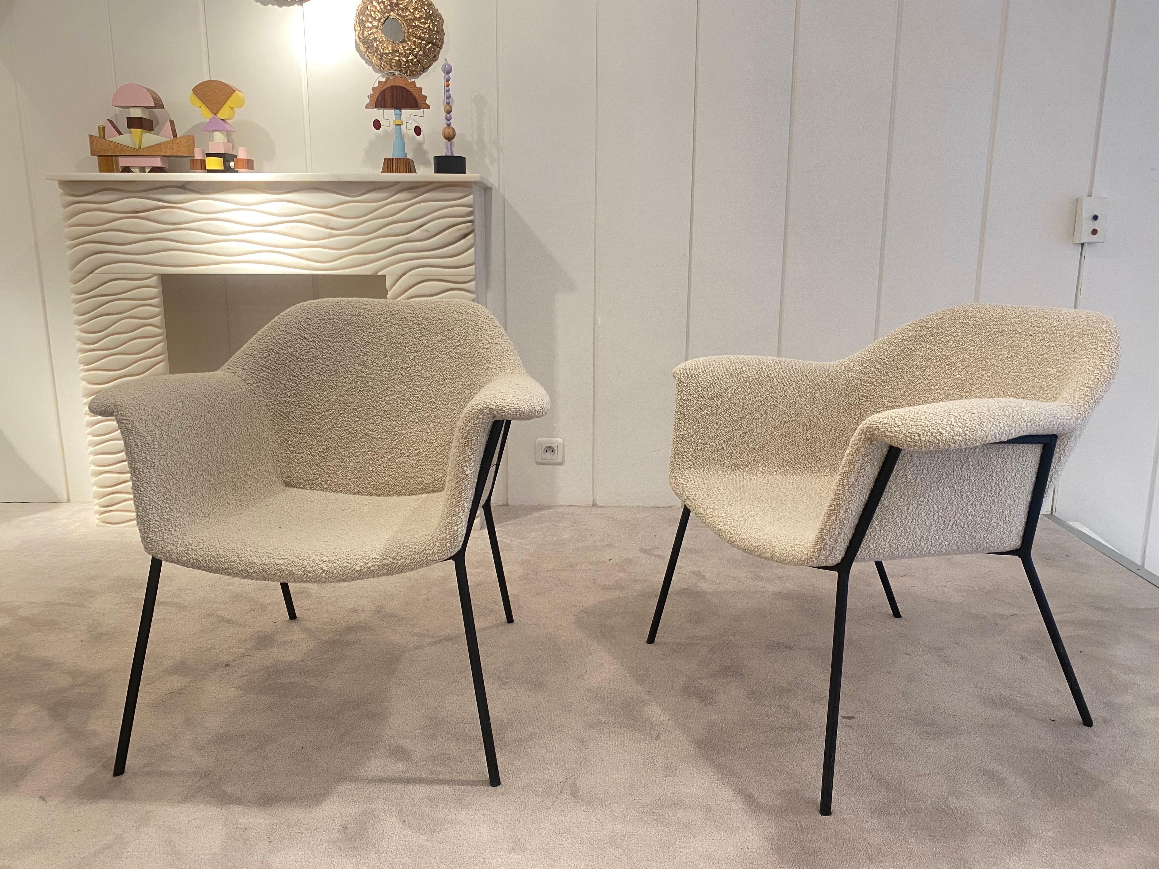Mid-20th Century Pair of Armchairs by Claude Vassal For Sale