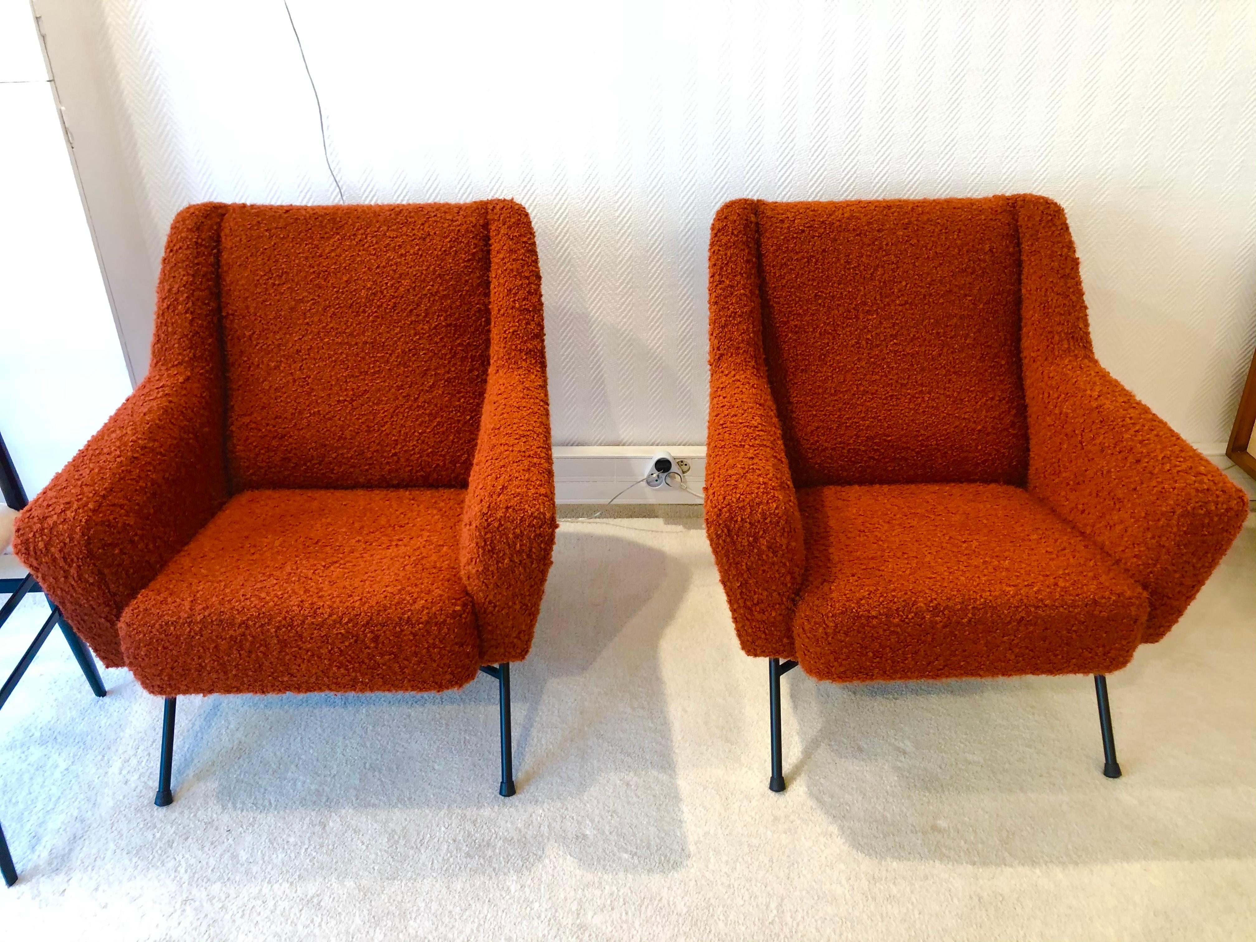 20th Century Pair of Armchairs by Dangles et Defrance 1950