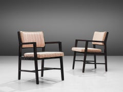 Edward Wormley for Dunbar Pair of Armchairs in Pink Striped Upholstery