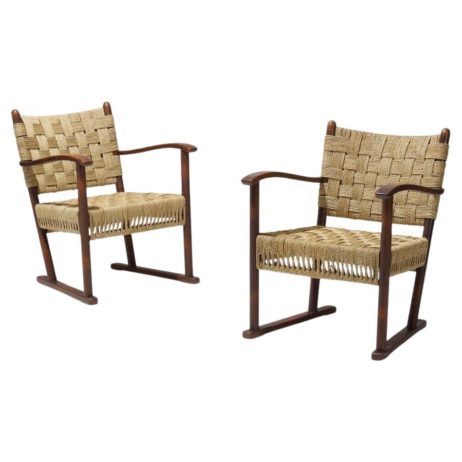 Pair of Armchairs by Frits Schlegel  for Fritz Hansen Model 1641 Denmark 1940's In Good Condition For Sale In Bonita Springs, FL