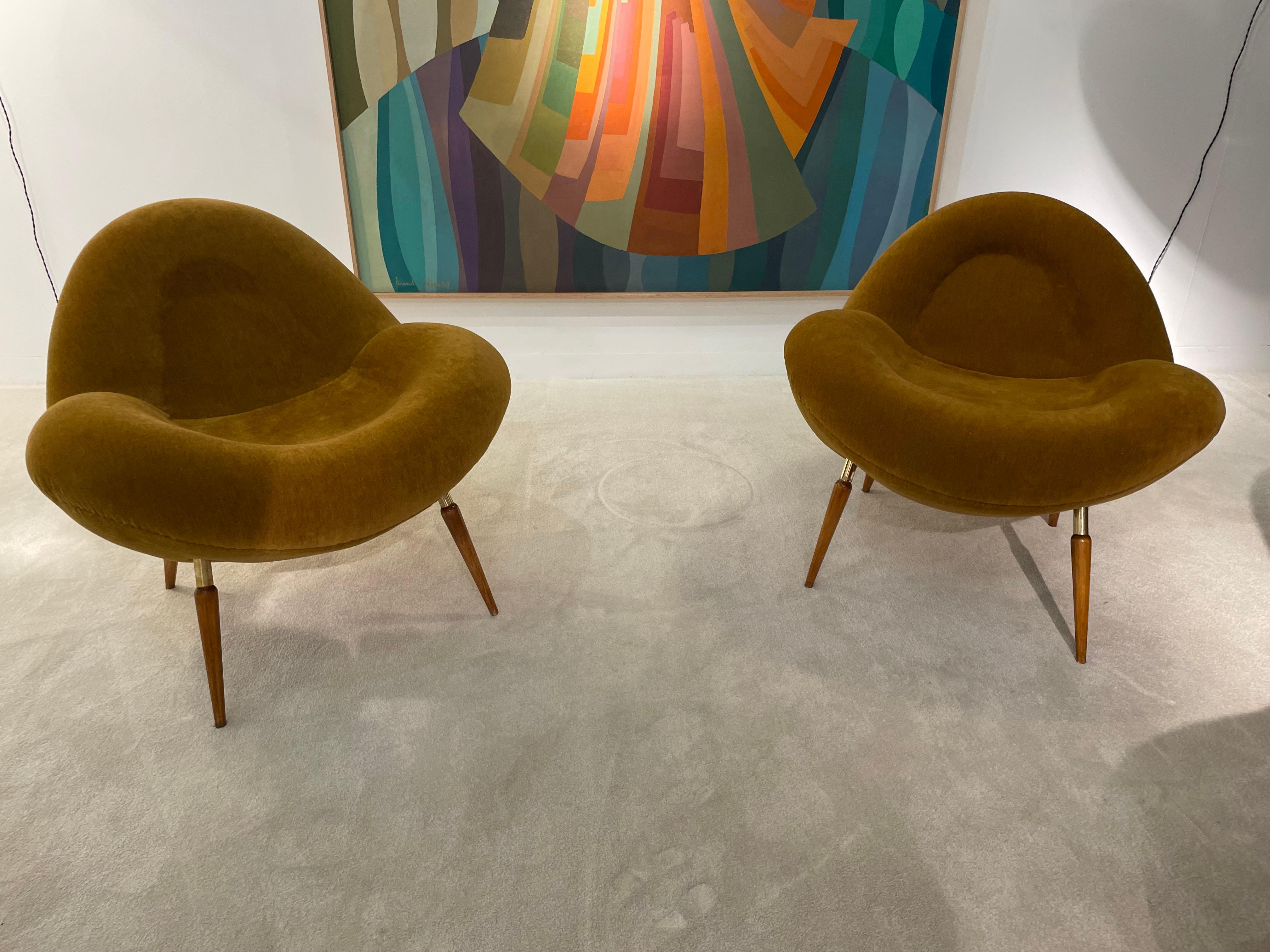 Pair of velvet armchairs by Fritz Neth 
From 1950
