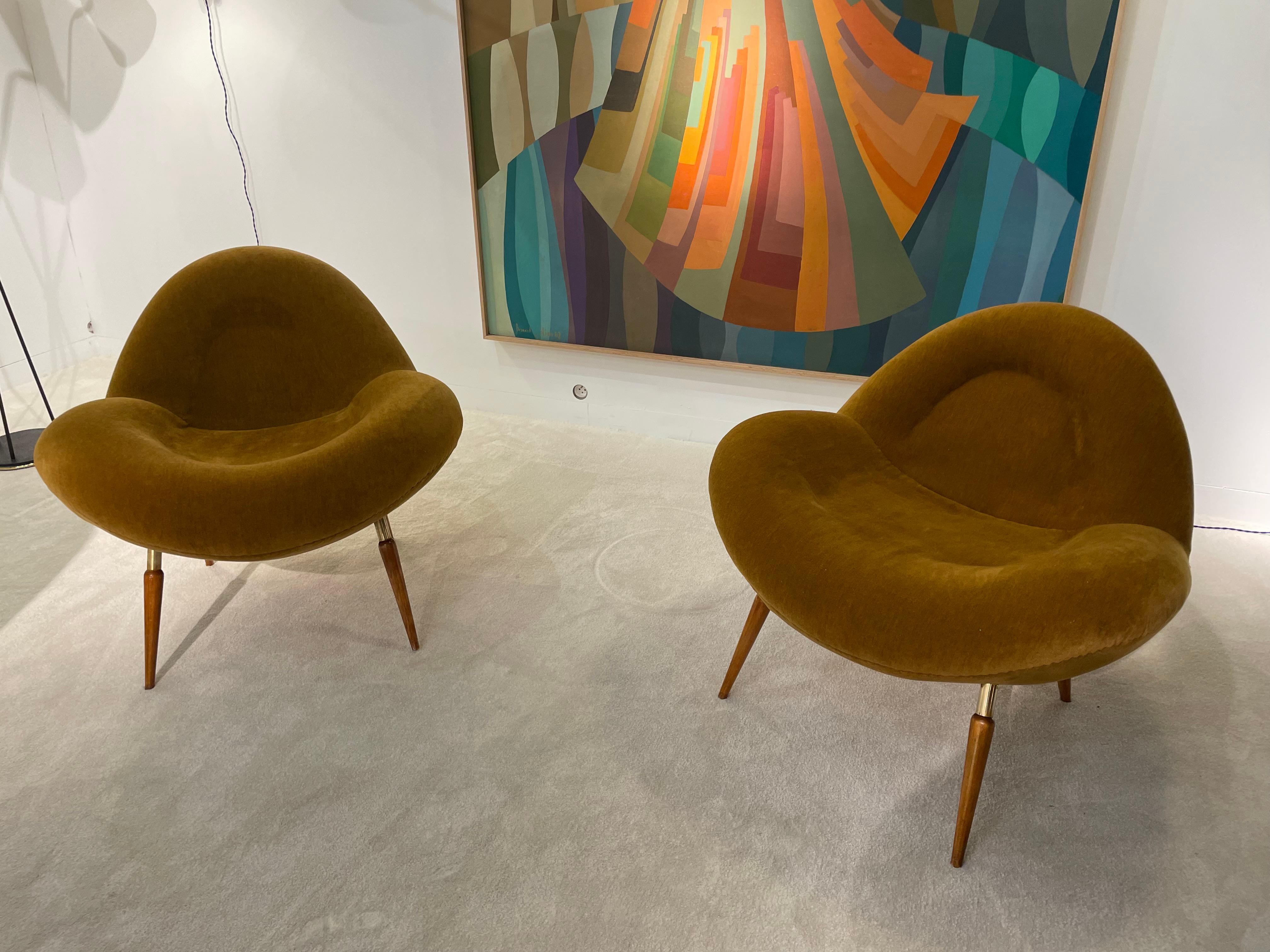 Wood Pair of armchairs By Fritz Neth  For Sale