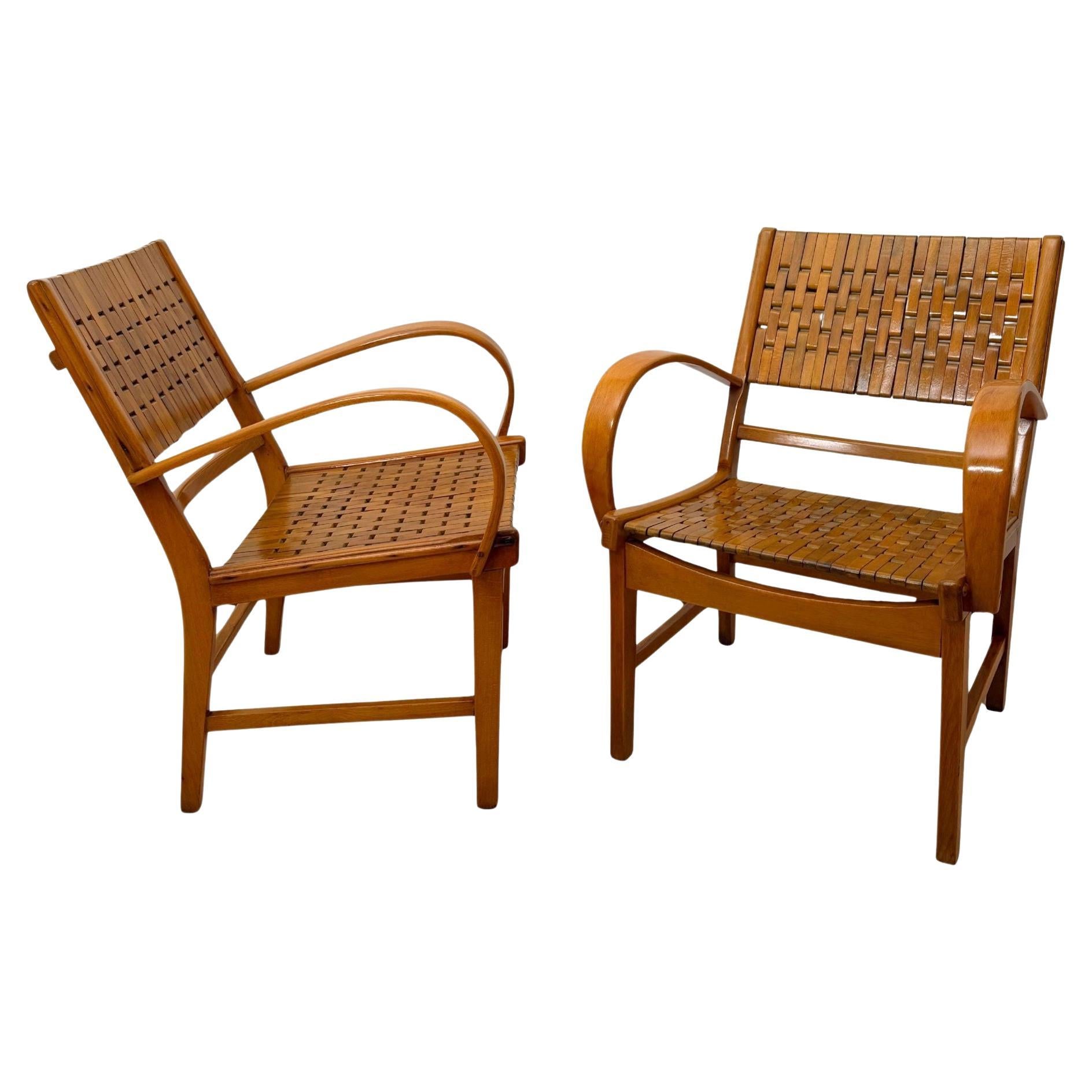 Pair of ‘Armchairs by, Gelenka’ Solid Beech Wood, Germany circa 1950