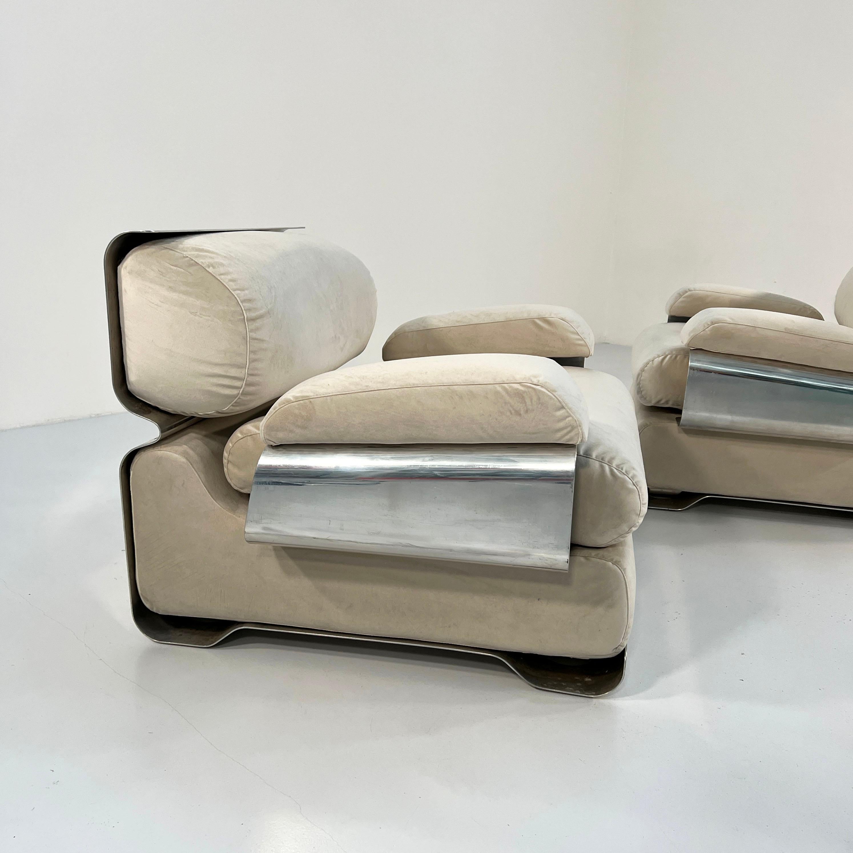 Metal Pair of Armchairs by Gian Pietro Arosio for D.A.S, 1970s