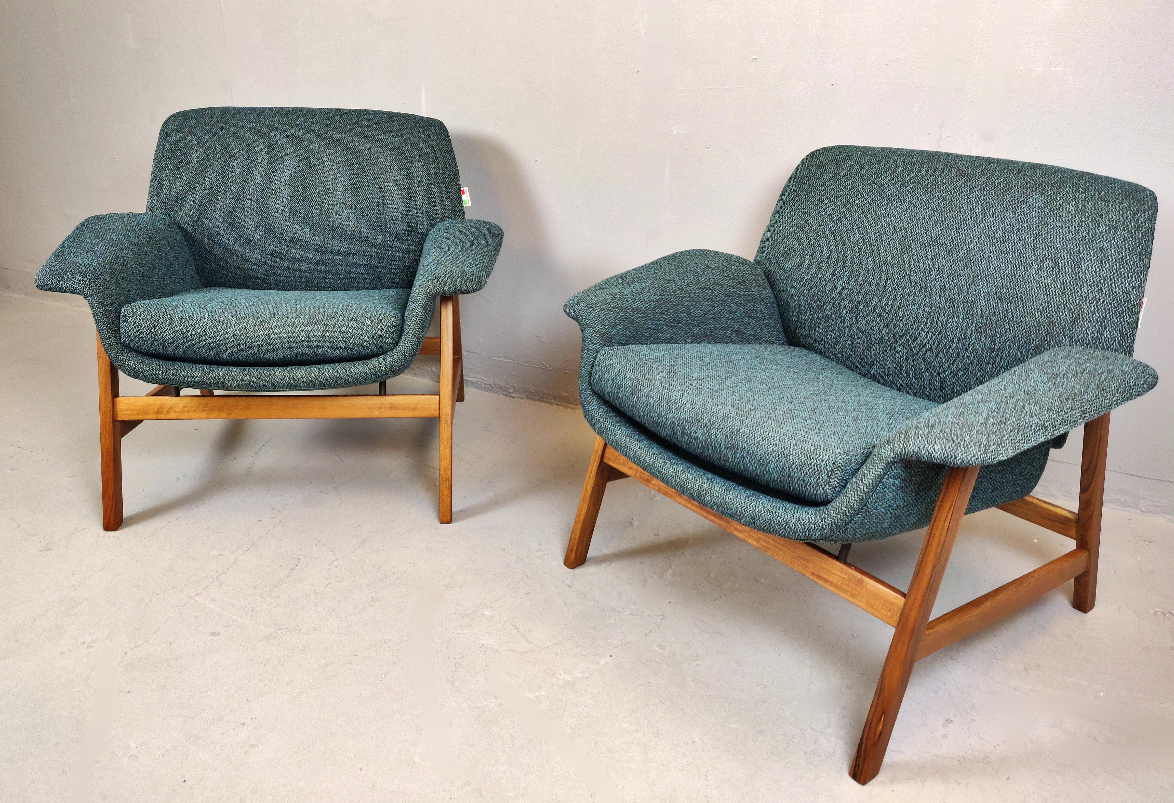 Pair of armchairs by Gianfranco Frattini, Italy, 1960s
New Upholstery.