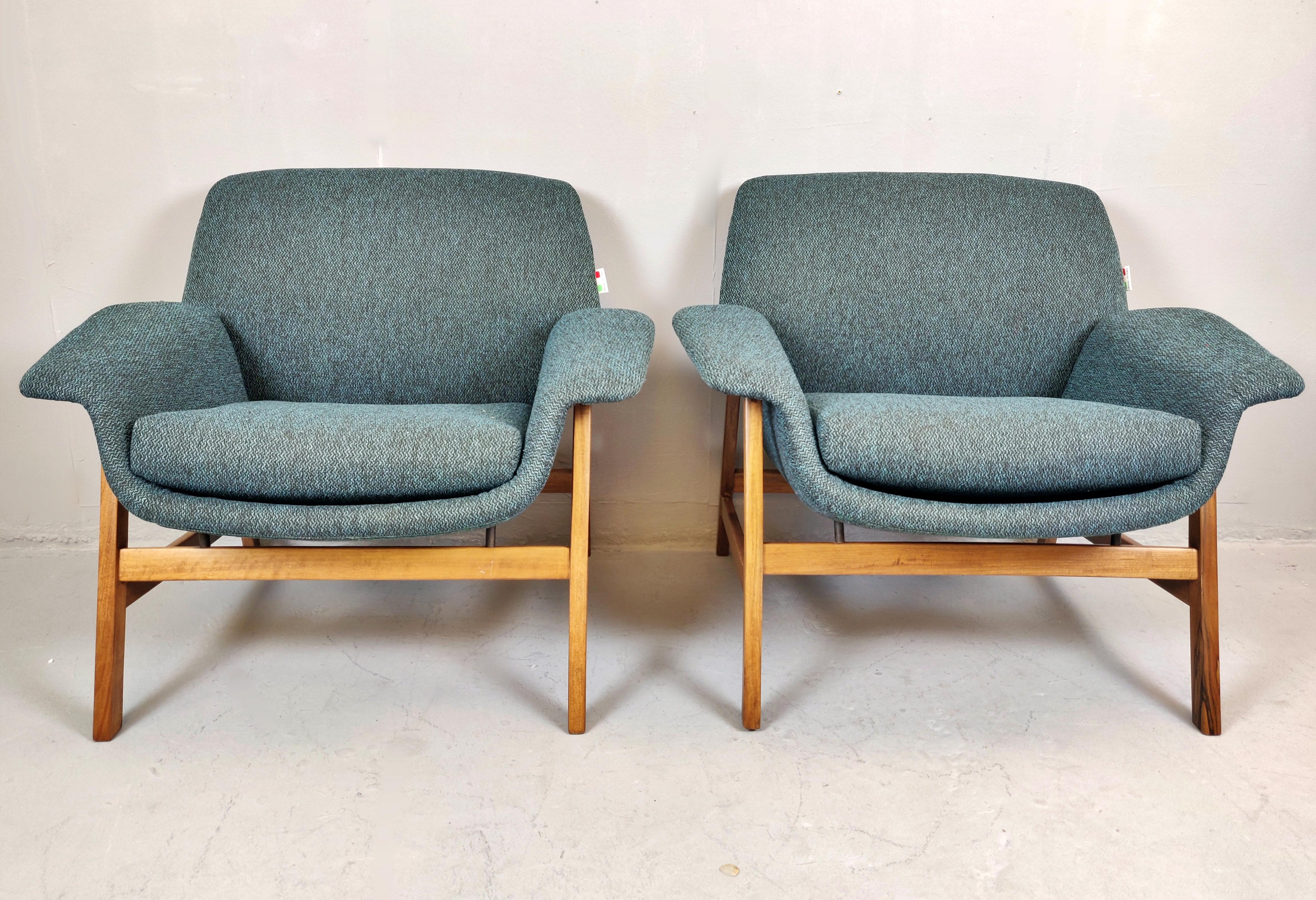 Mid-Century Modern Pair of Armchairs by Gianfranco Frattini, Italy, 1960s