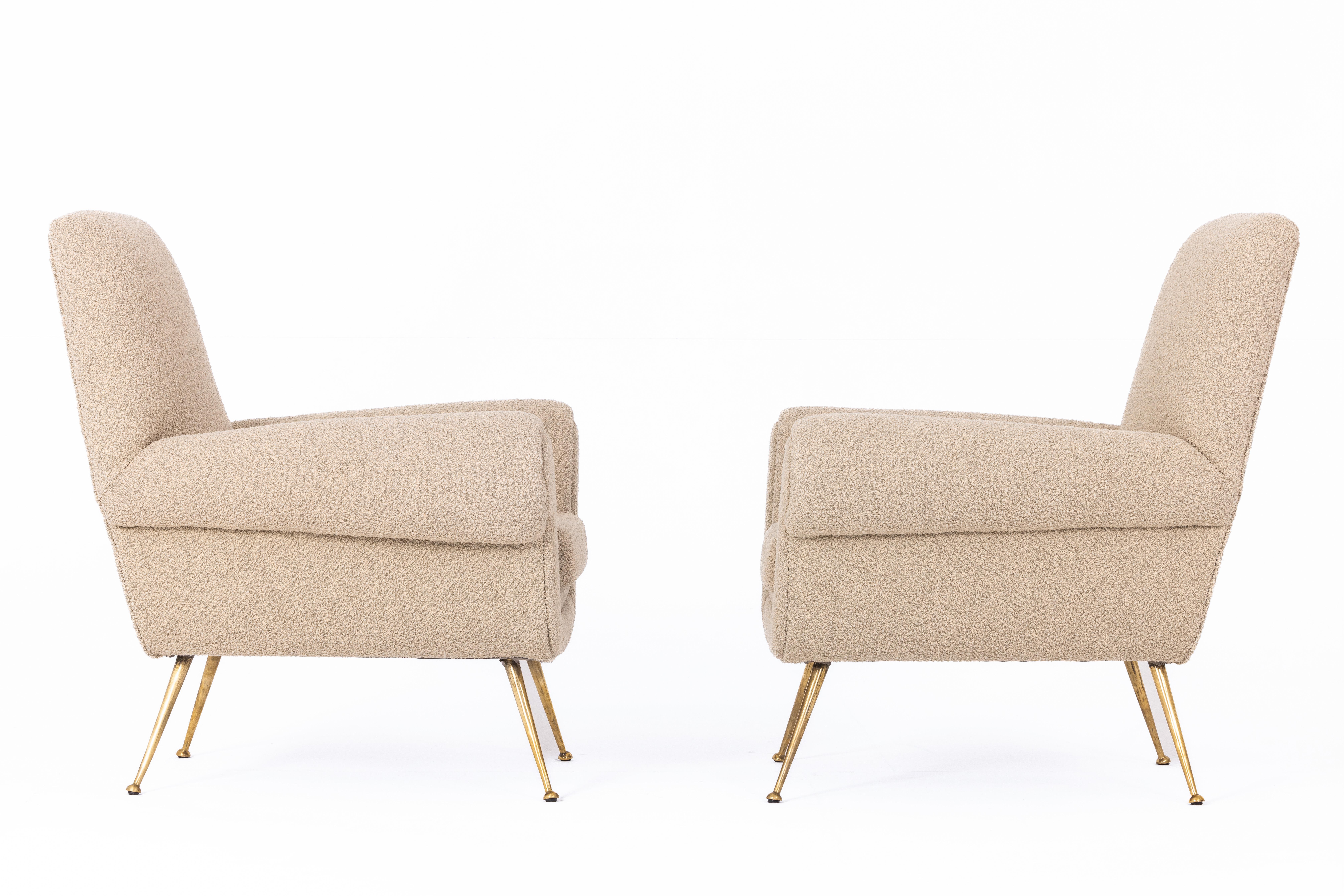 Pair of armchairs by Gigi Radice, Italy 1950s, fabric Bisson Bruneel In Excellent Condition For Sale In Torino, Piemonte