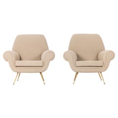 Pair of armchairs by Gigi Radice, Italy 1950s, fabric Bisson Bruneel