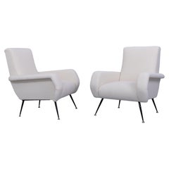 Pair of Armchairs by Gigi Radice, Italy 1950s, Upholstered in Ivory Boucle’