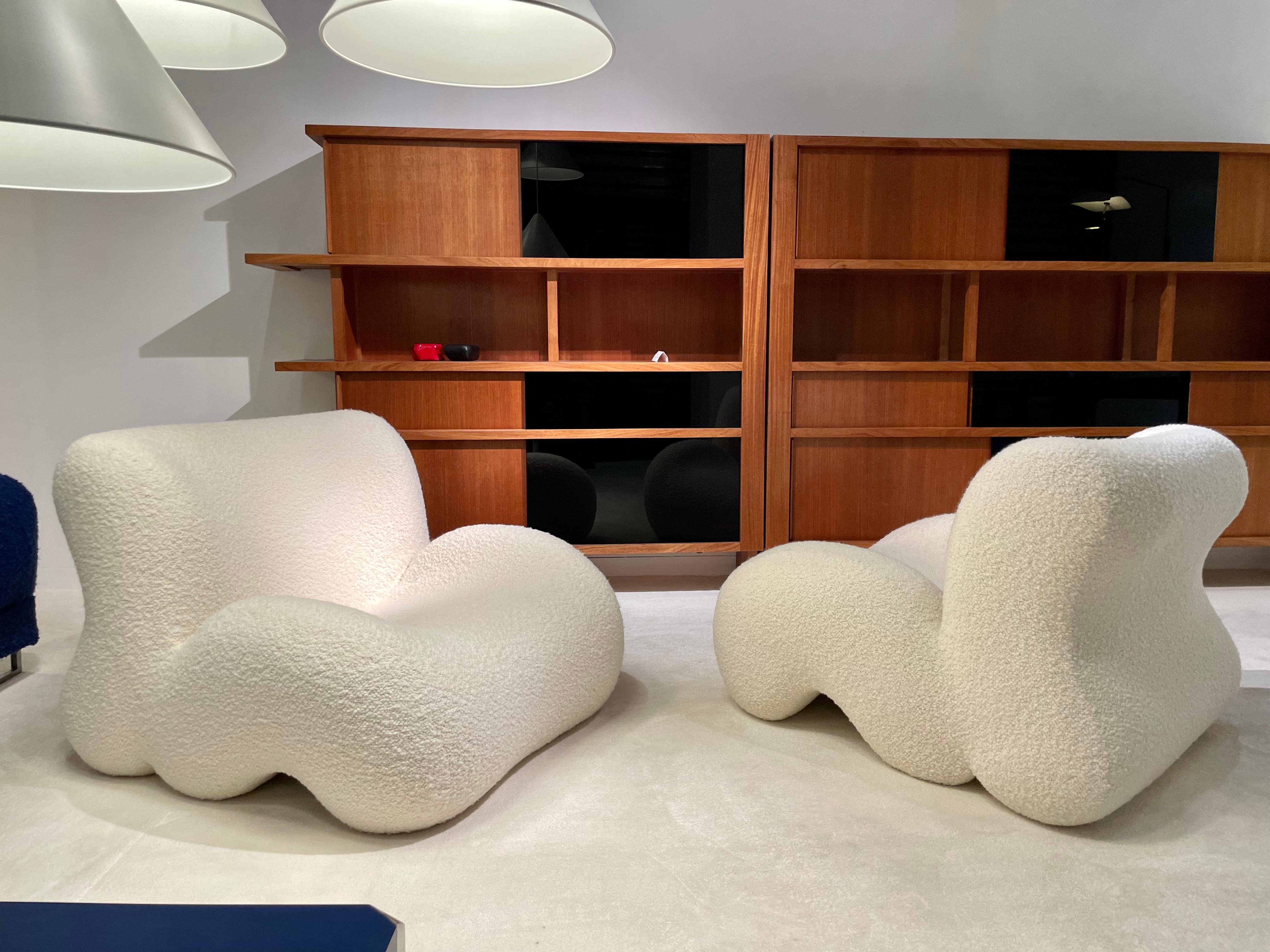 Fabric Pair of Armchairs by Giuseppe Rossi