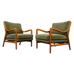 Pair of Armchairs by Giuseppe Scapinelli in Caviúna Wood & Mohair, Brazil, 1950s
