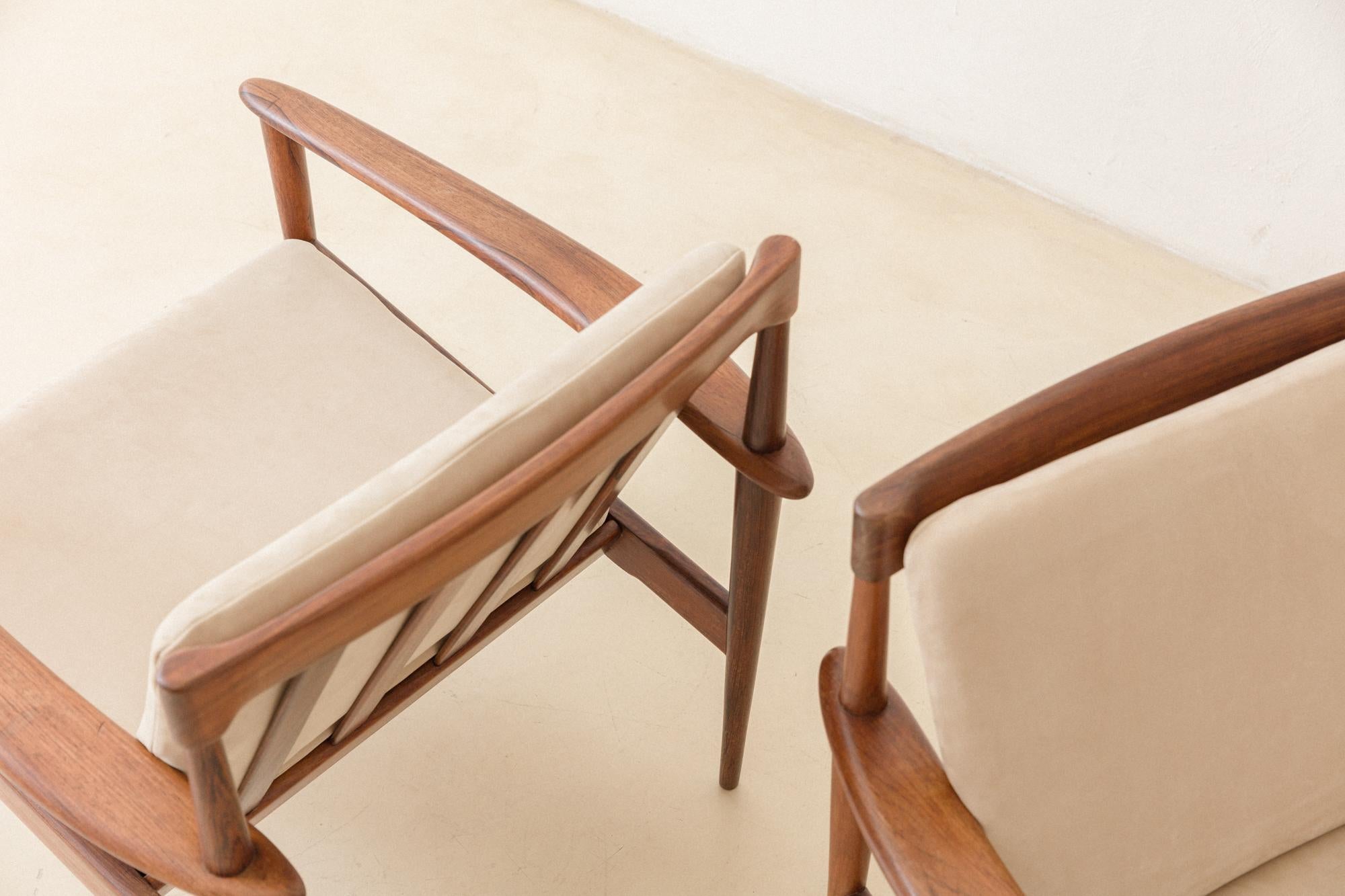 Paire de fauteuils de Grete Jalk/Rino Levi, vers 1951, design brésilien du milieu du siècle dernier en vente 4