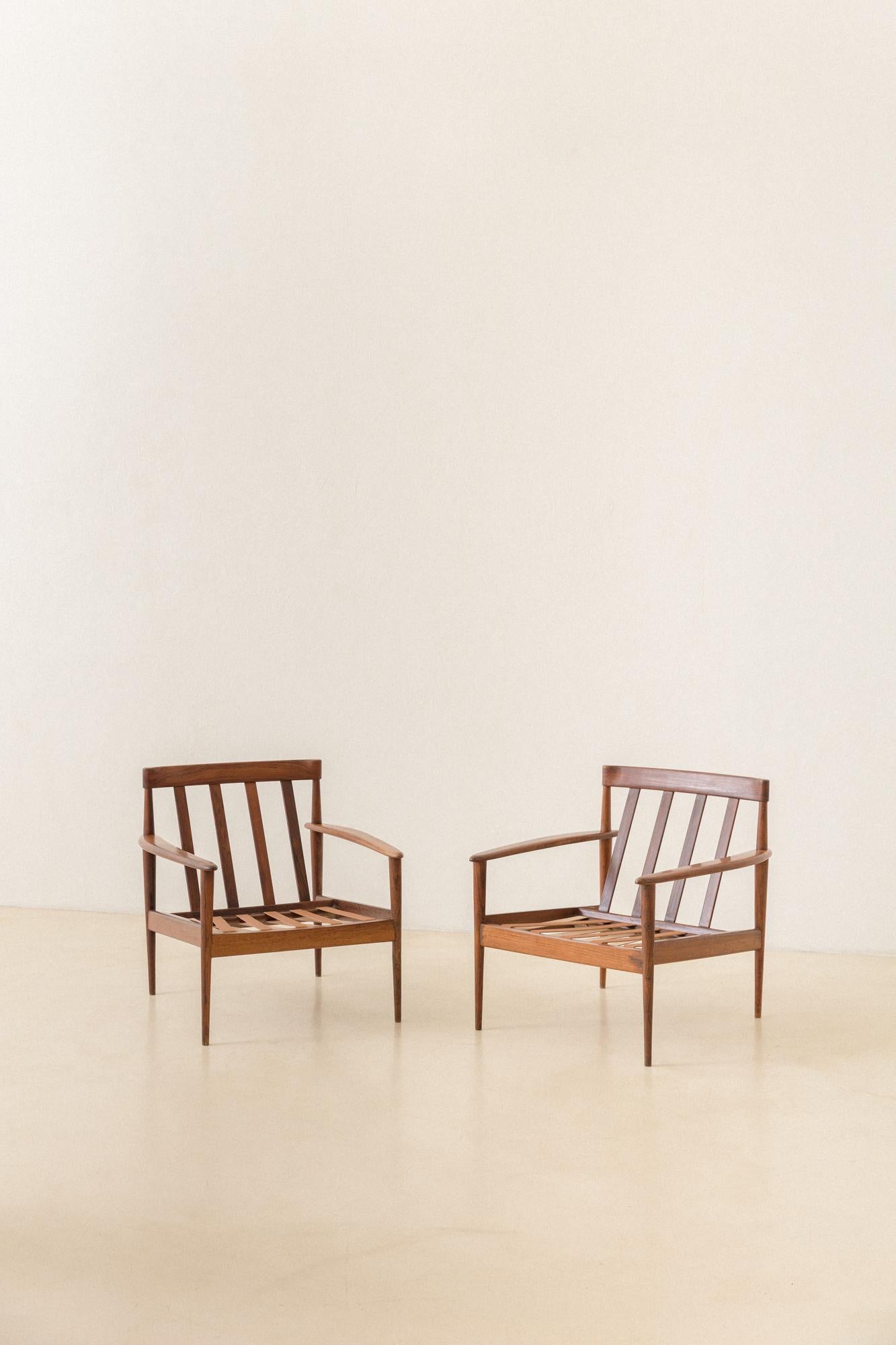 Mid-Century Modern Paire de fauteuils de Grete Jalk/Rino Levi, vers 1951, design brésilien du milieu du siècle dernier en vente