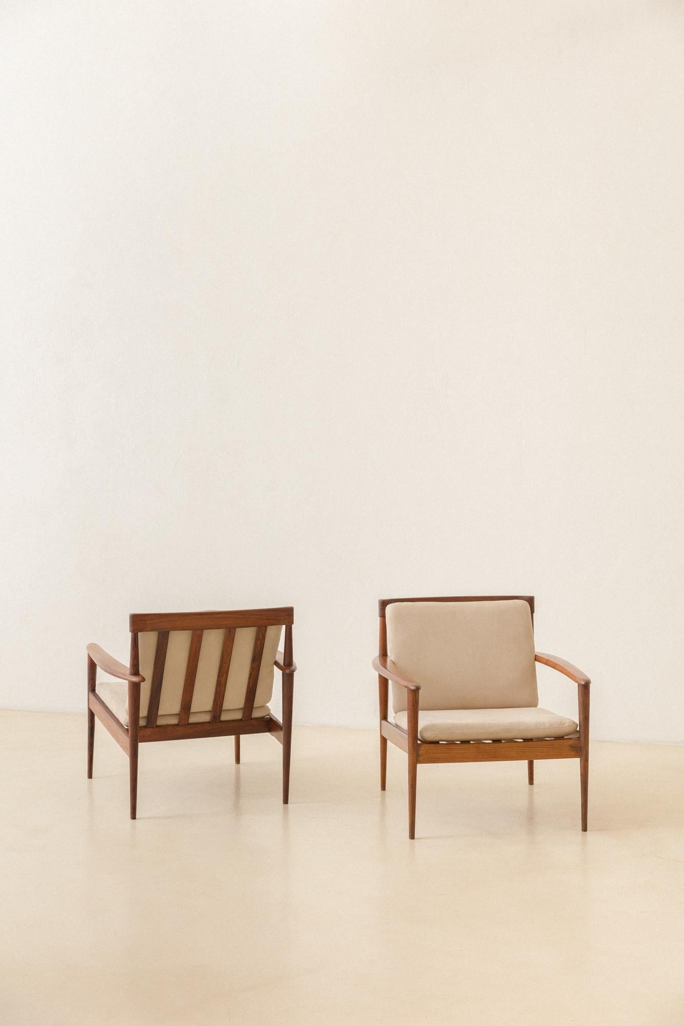 Mid-20th Century Pair of Armchairs by Grete Jalk/Rino Levi, c. 1951, Brazilian Midcentury Design For Sale