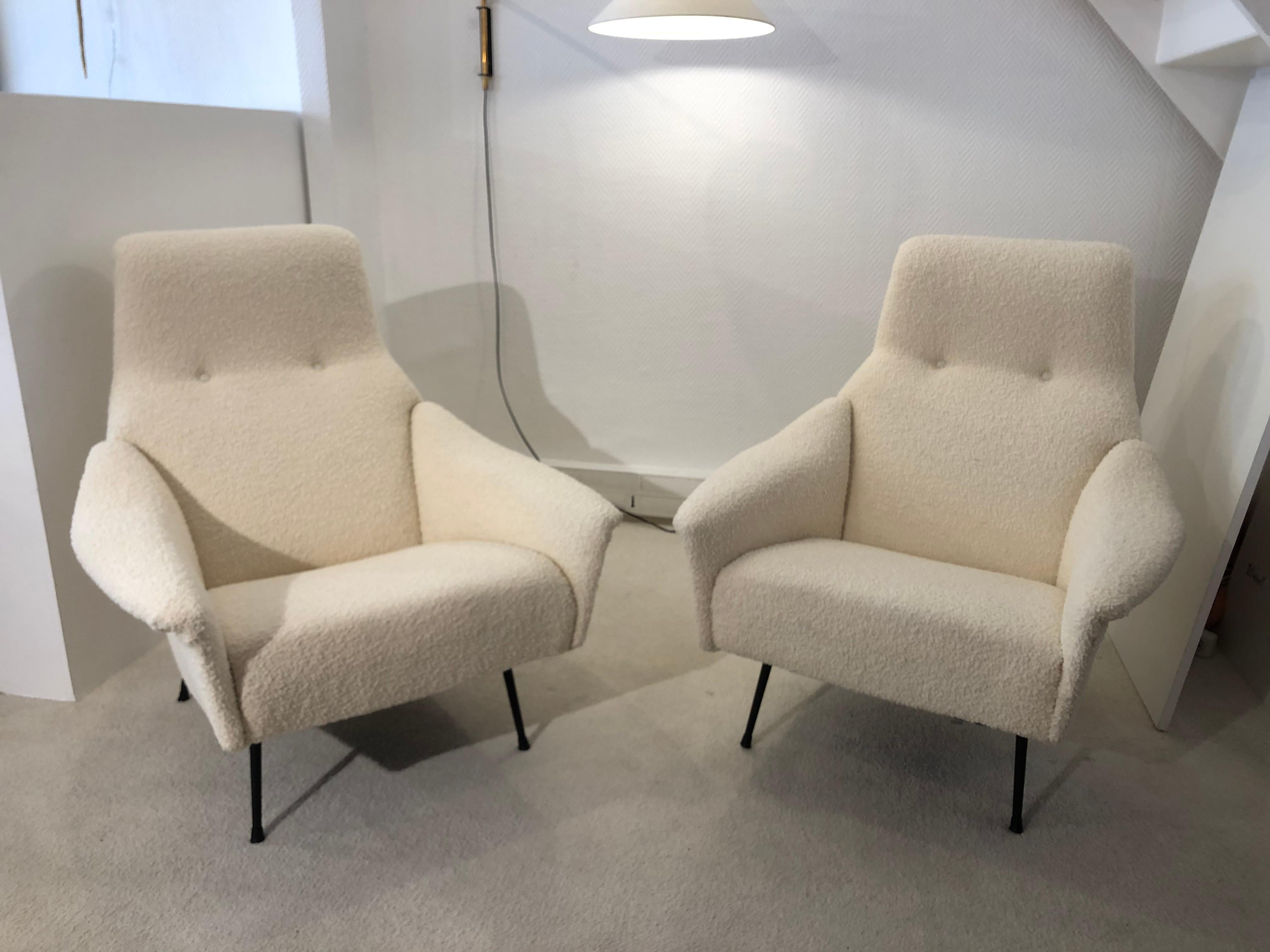 Mid-Century Modern Pair of Armchairs by Guy Besnard