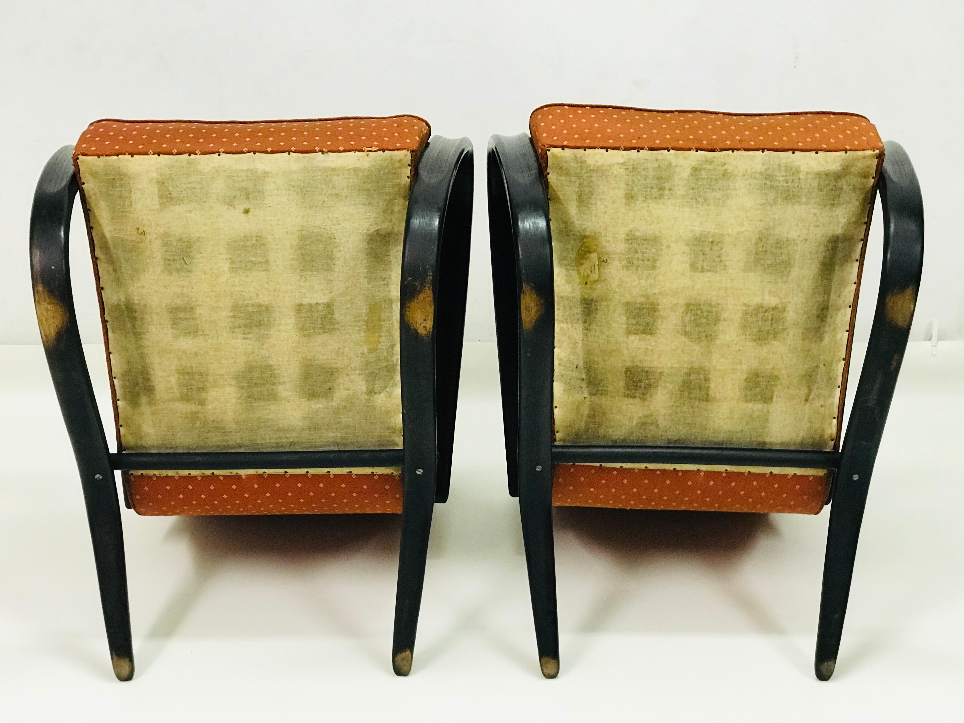 Pair of Armchairs by J. Halabala 1930, Model H-269 For Sale 3