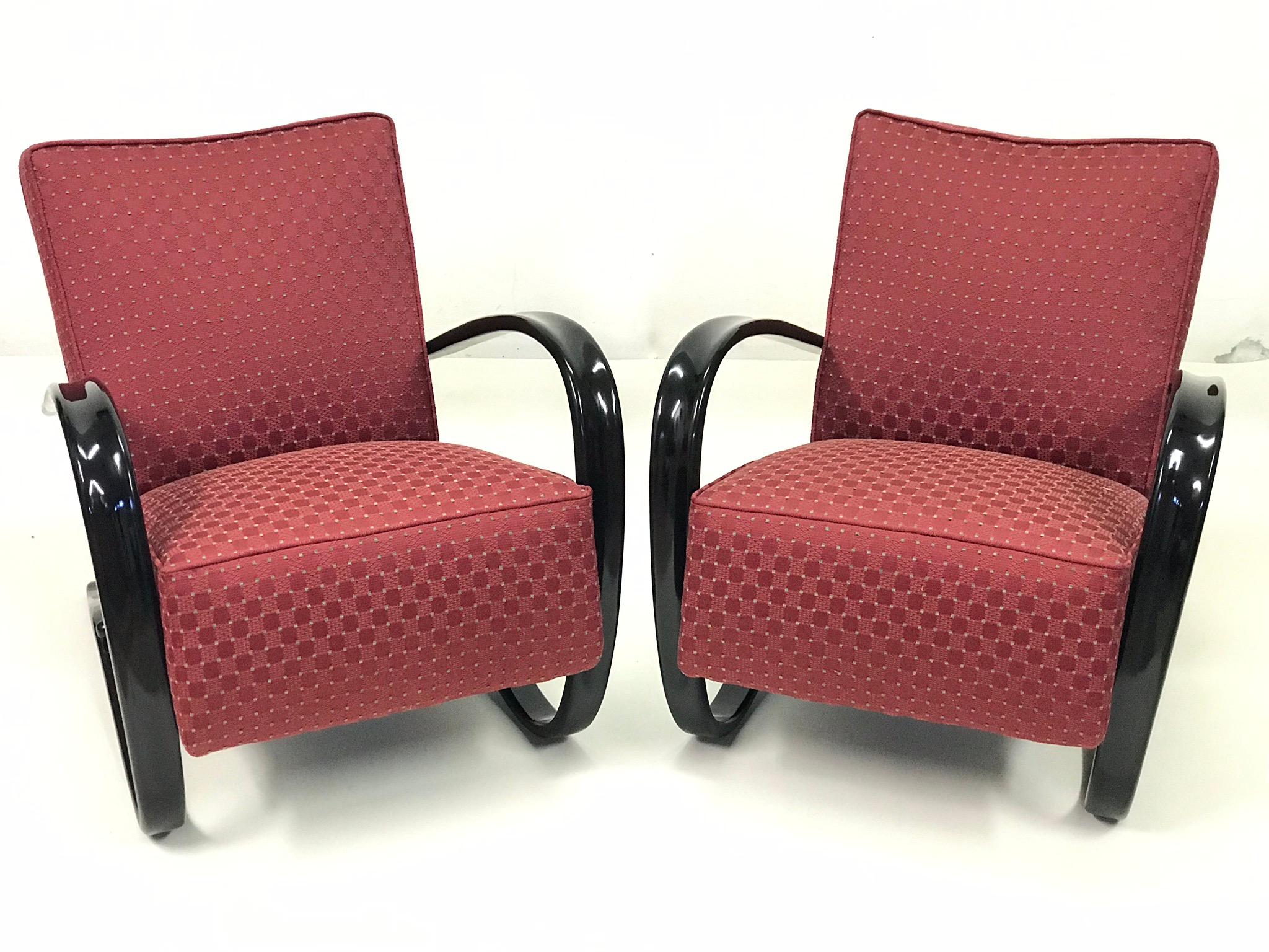 Art Deco Pair of Armchairs by J. Halabala 1930, Model H-269 For Sale