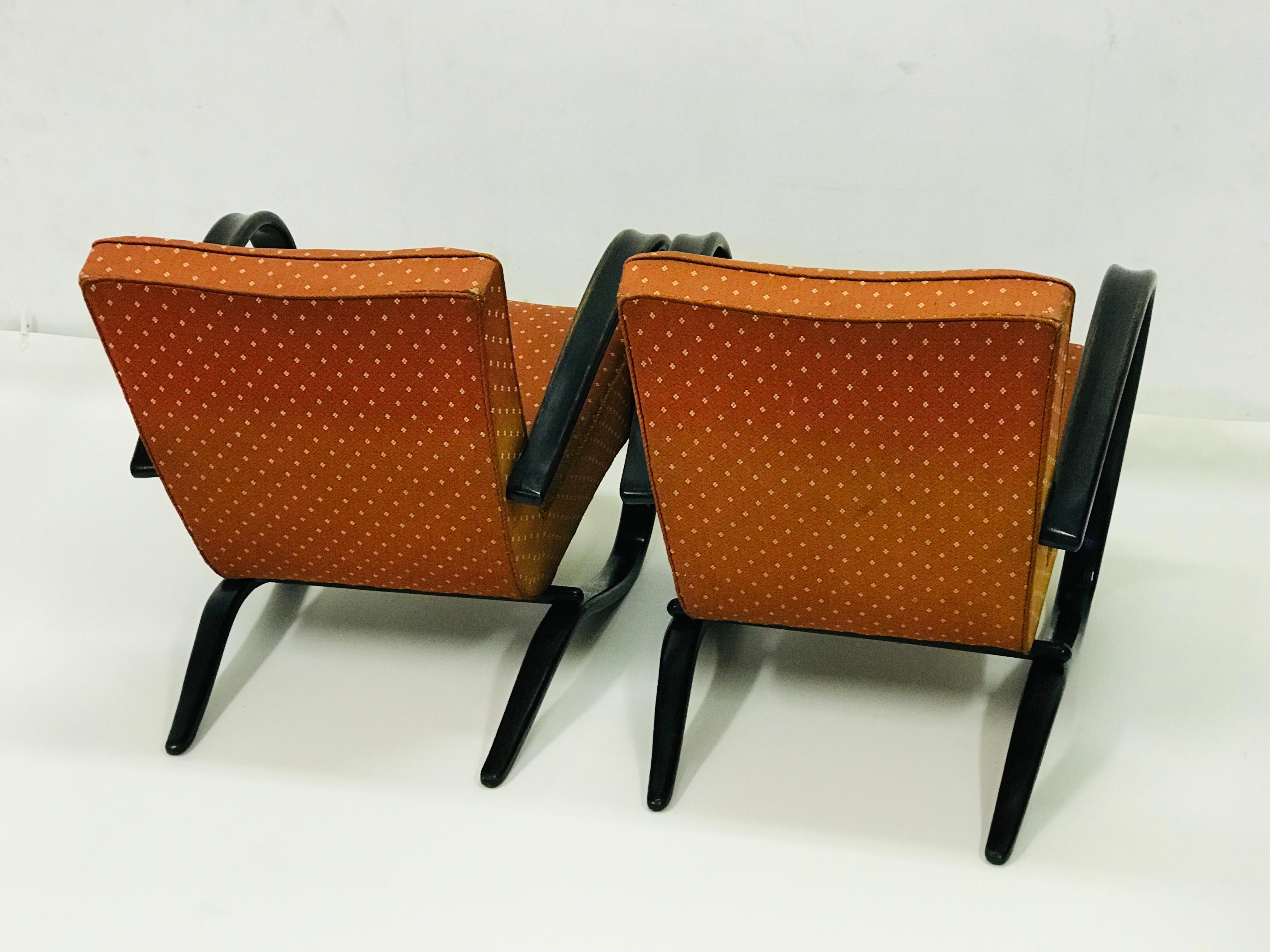 Czech Pair of Armchairs by J. Halabala 1930, Model H-269 For Sale
