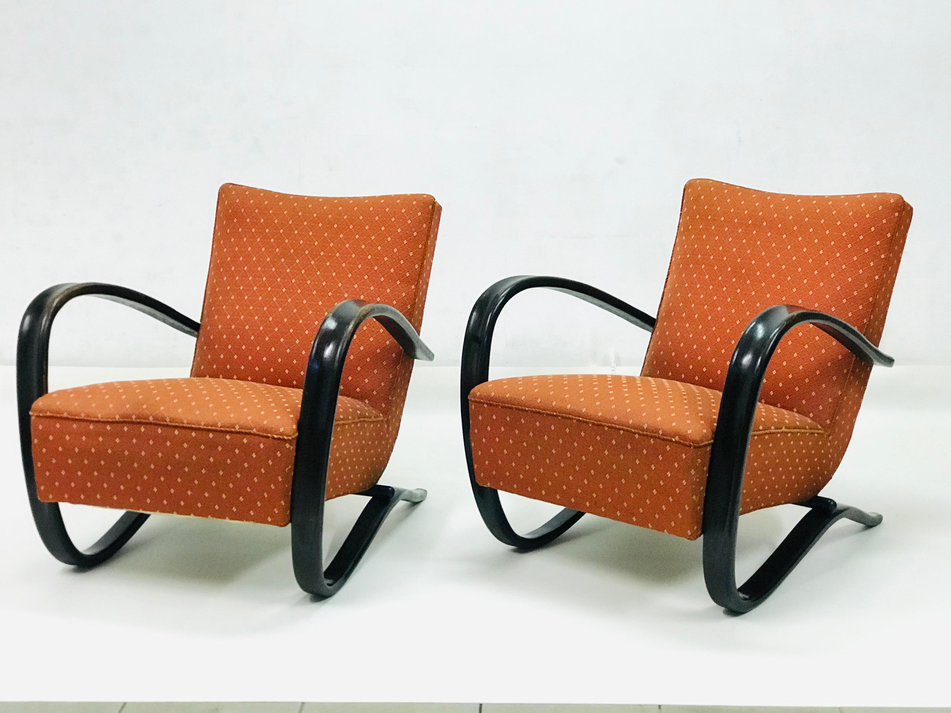 Pair of Armchairs by J. Halabala 1930, Model H-269 In Good Condition For Sale In Ceske Mezirici, CZ