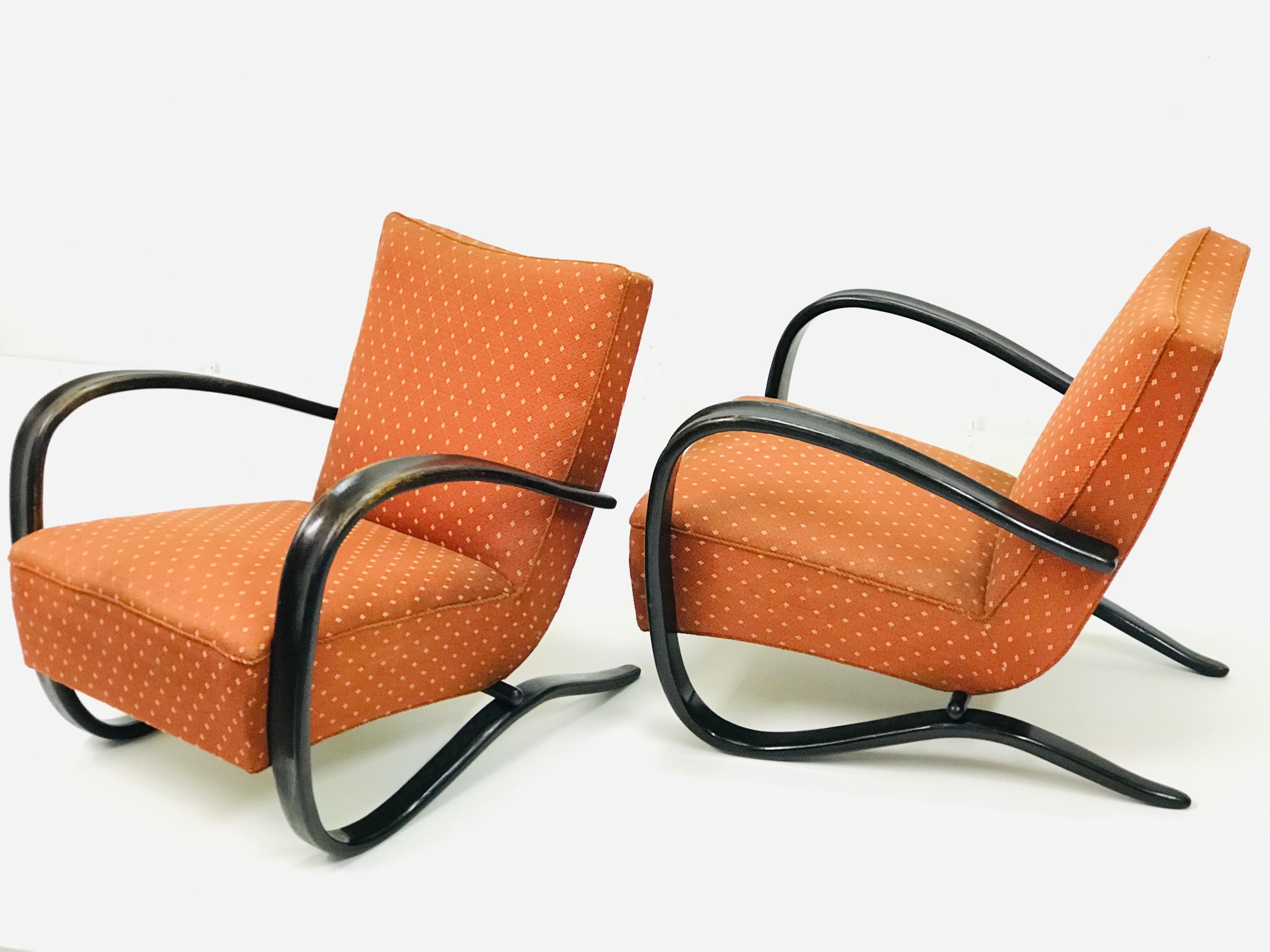 Mid-20th Century Pair of Armchairs by J. Halabala 1930, Model H-269 For Sale