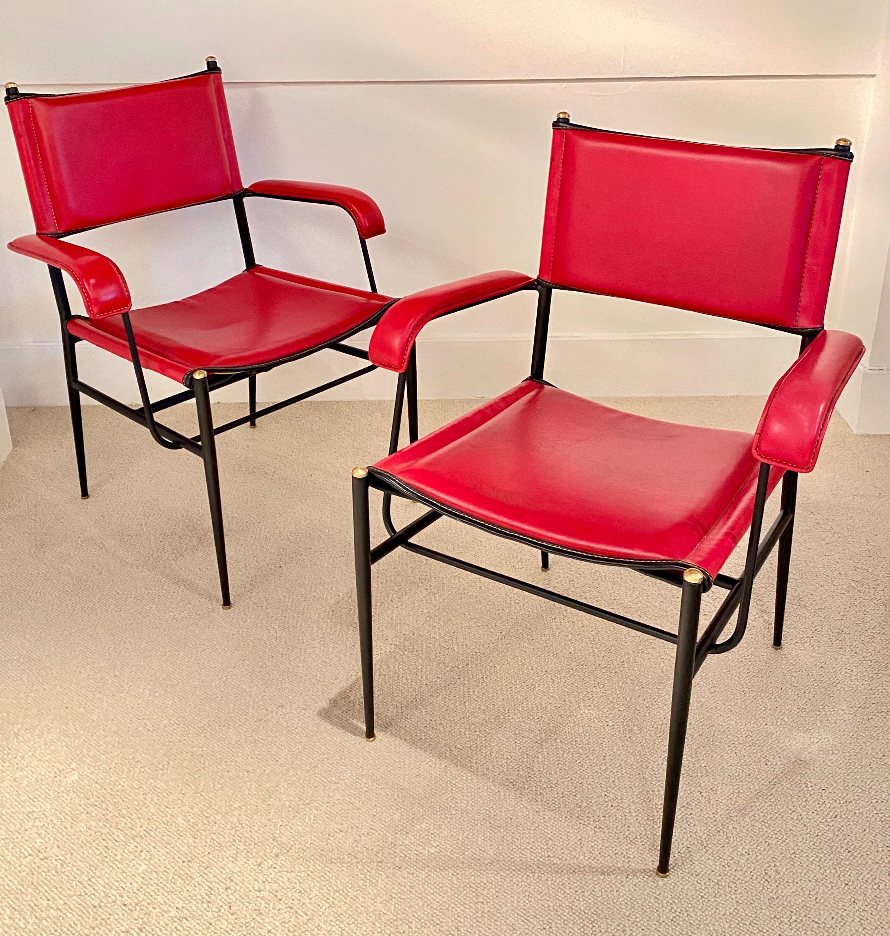 Pair of Armchairs by Jacques Adnet For Sale 6