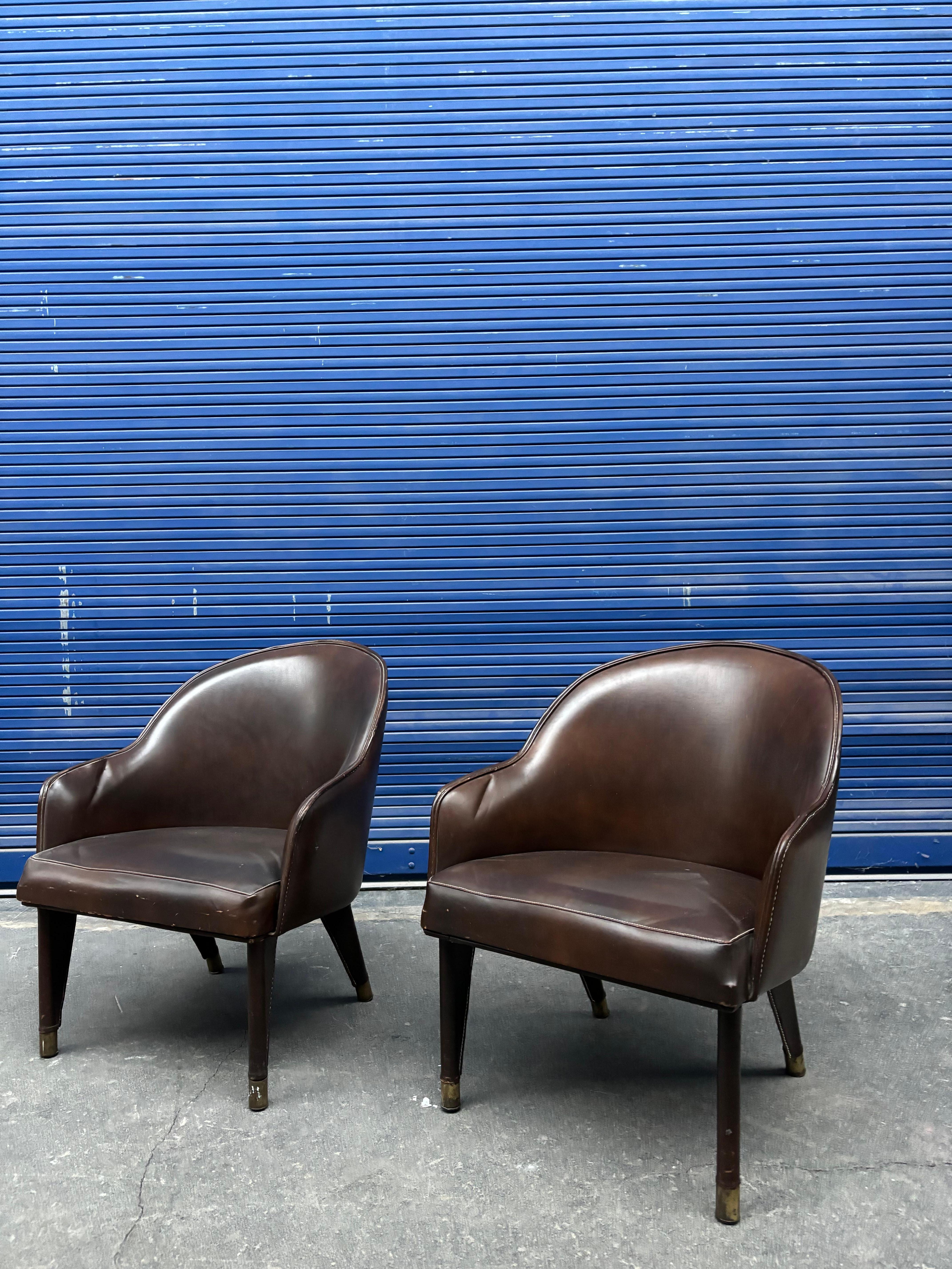 Paire de fauteuils de Jacques Adnet État moyen - En vente à SAINT-OUEN-SUR-SEINE, FR